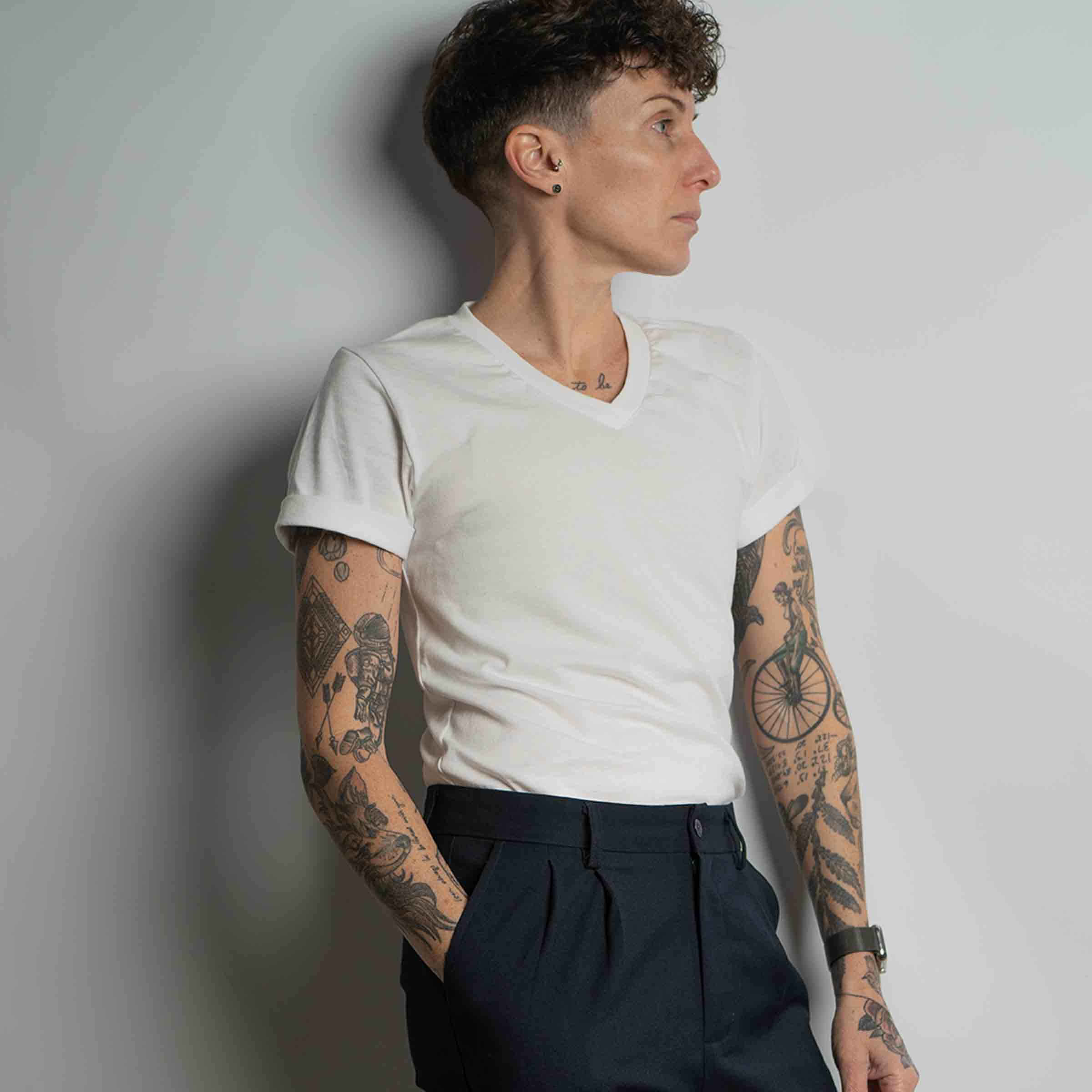tattoo drawing face with Androgynous Fox human like you skull shirt.