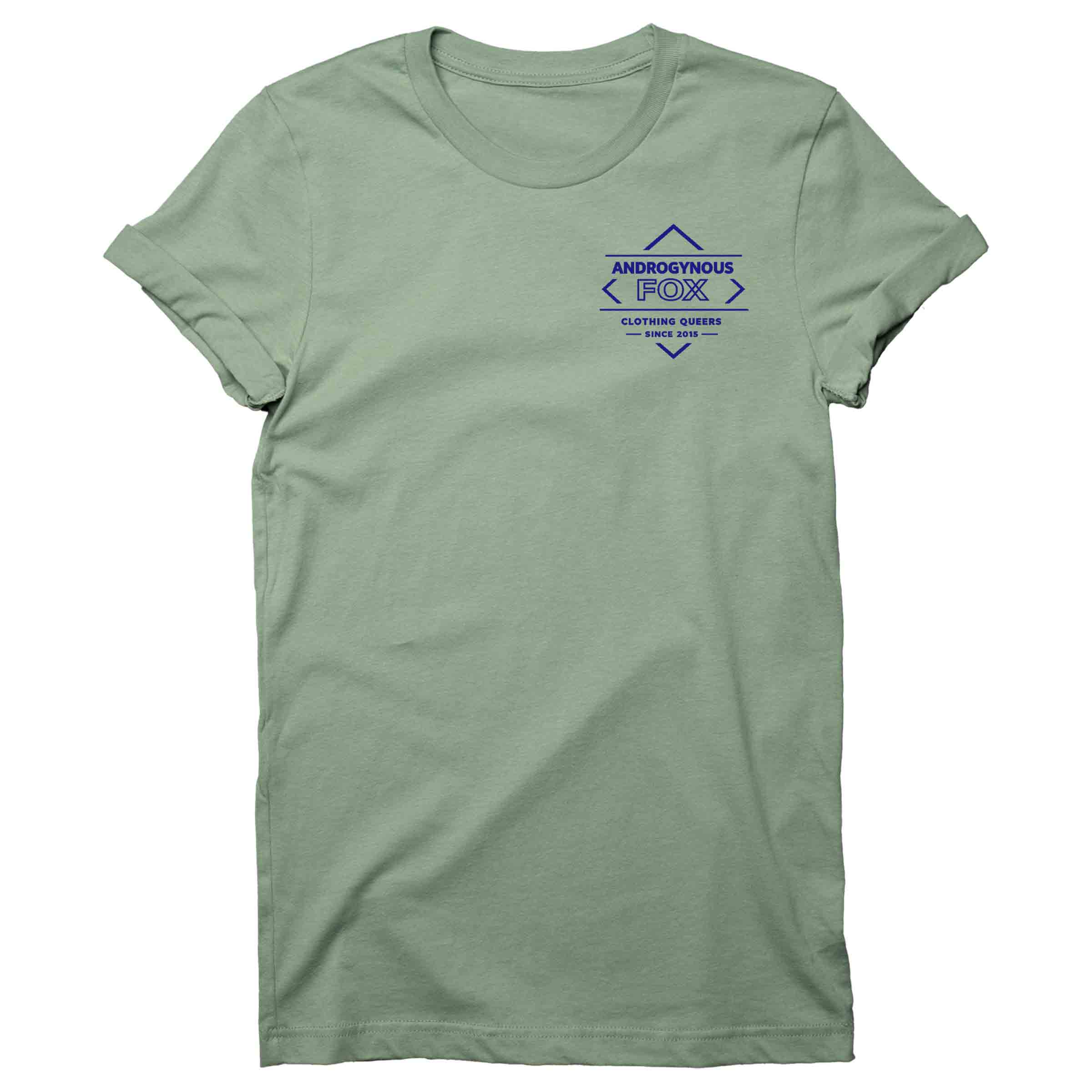 Clothing Queers Since 2015 Badge Crew Neck in Sage — Androgynous Fox gender neutral clothing