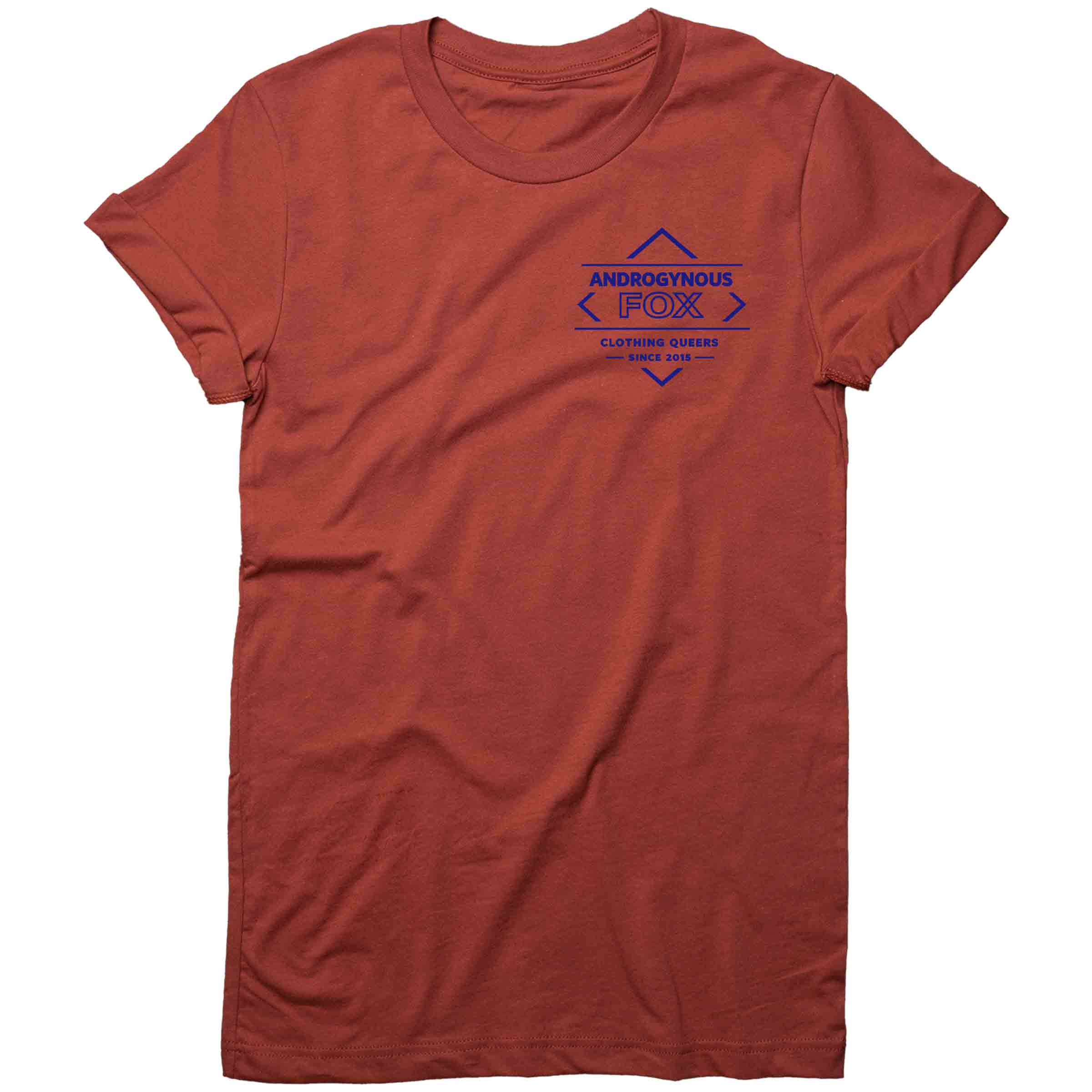 Clothing Queers Since 2015 Badge Crew Neck in Rust — Androgynous Fox gender neutral clothing