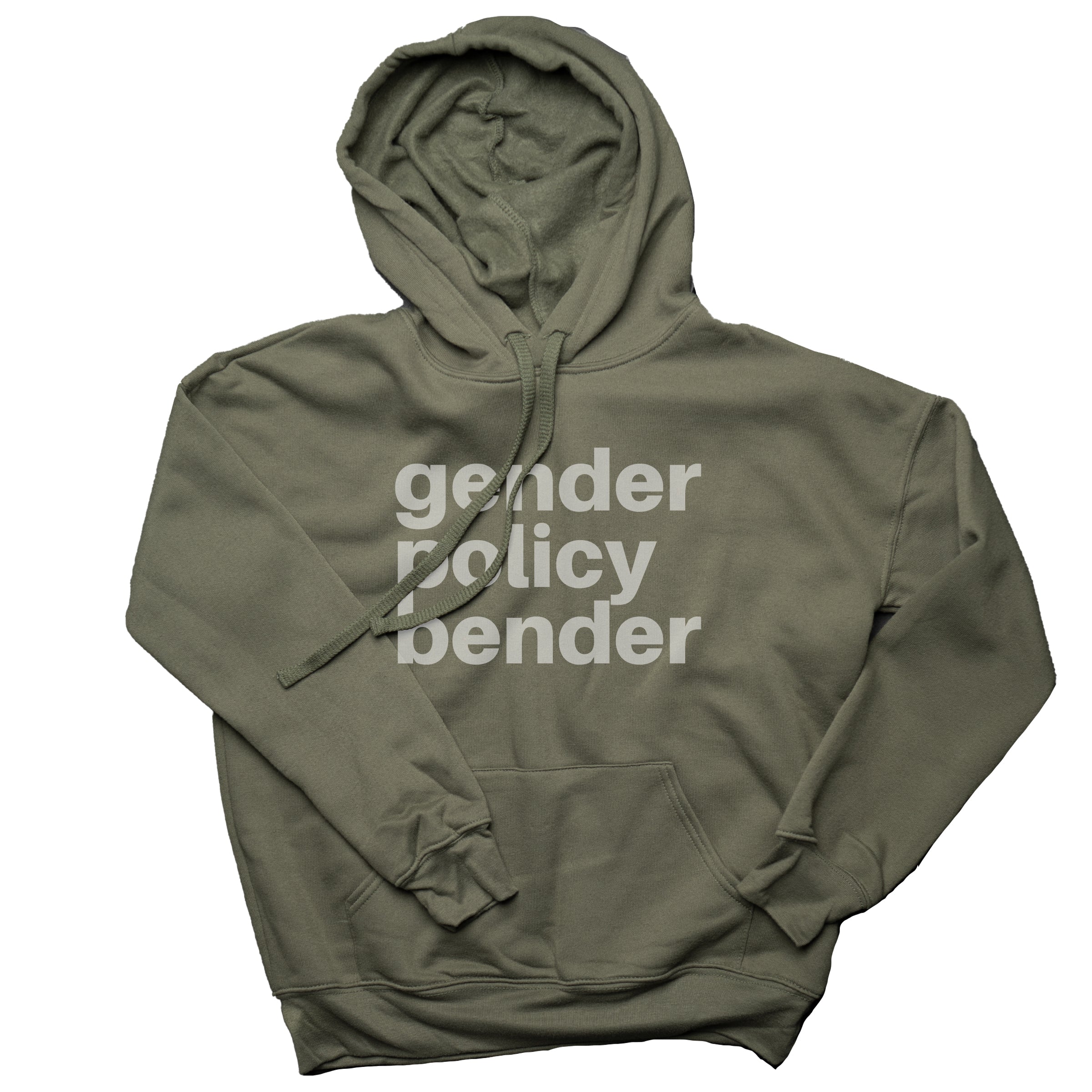 Gender Policy Bender Pullover Hoodie in Army — Androgynous Fox transgender apparel