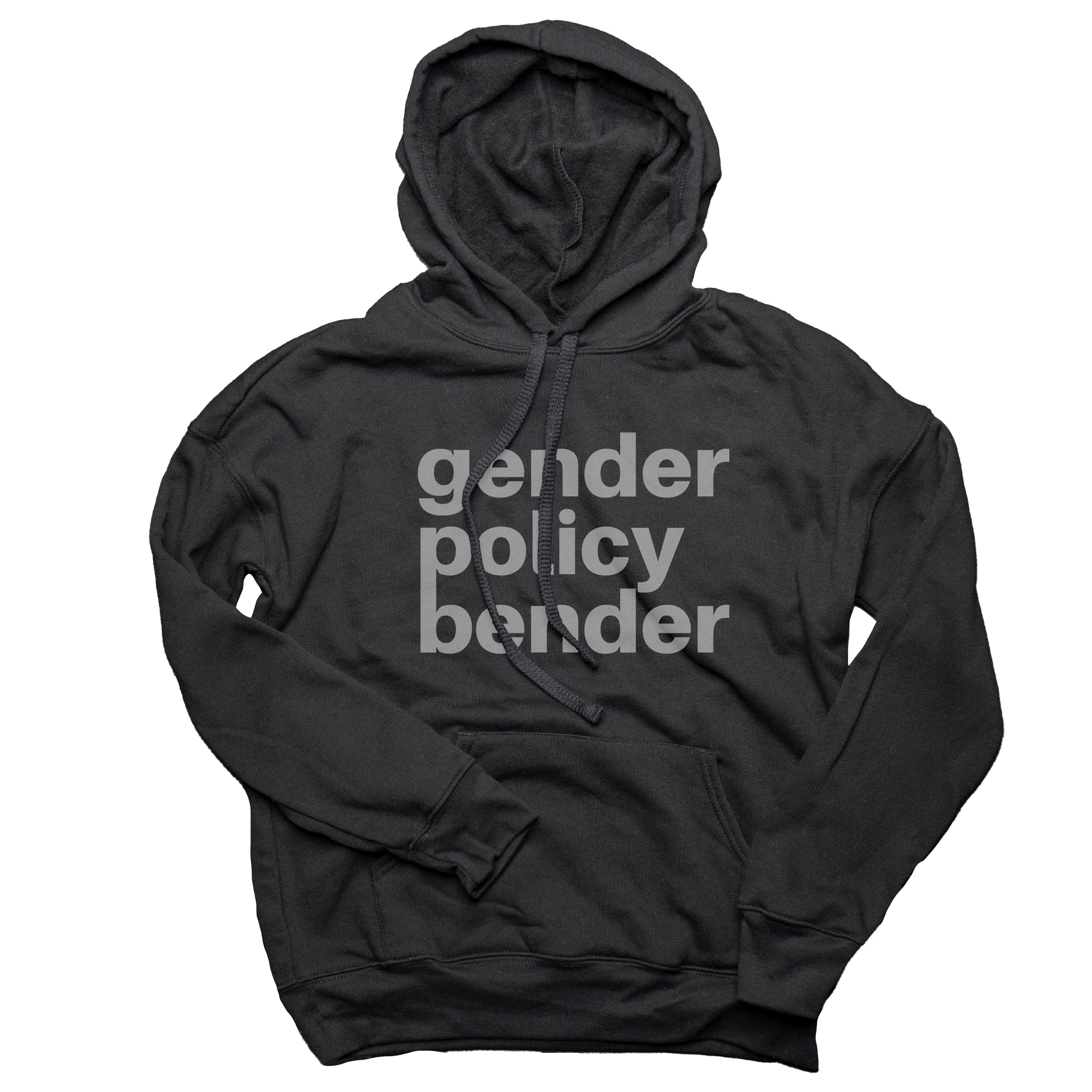 Gender Policy Bender Pullover Hoodie in Black — Androgynous Fox transgender apparel