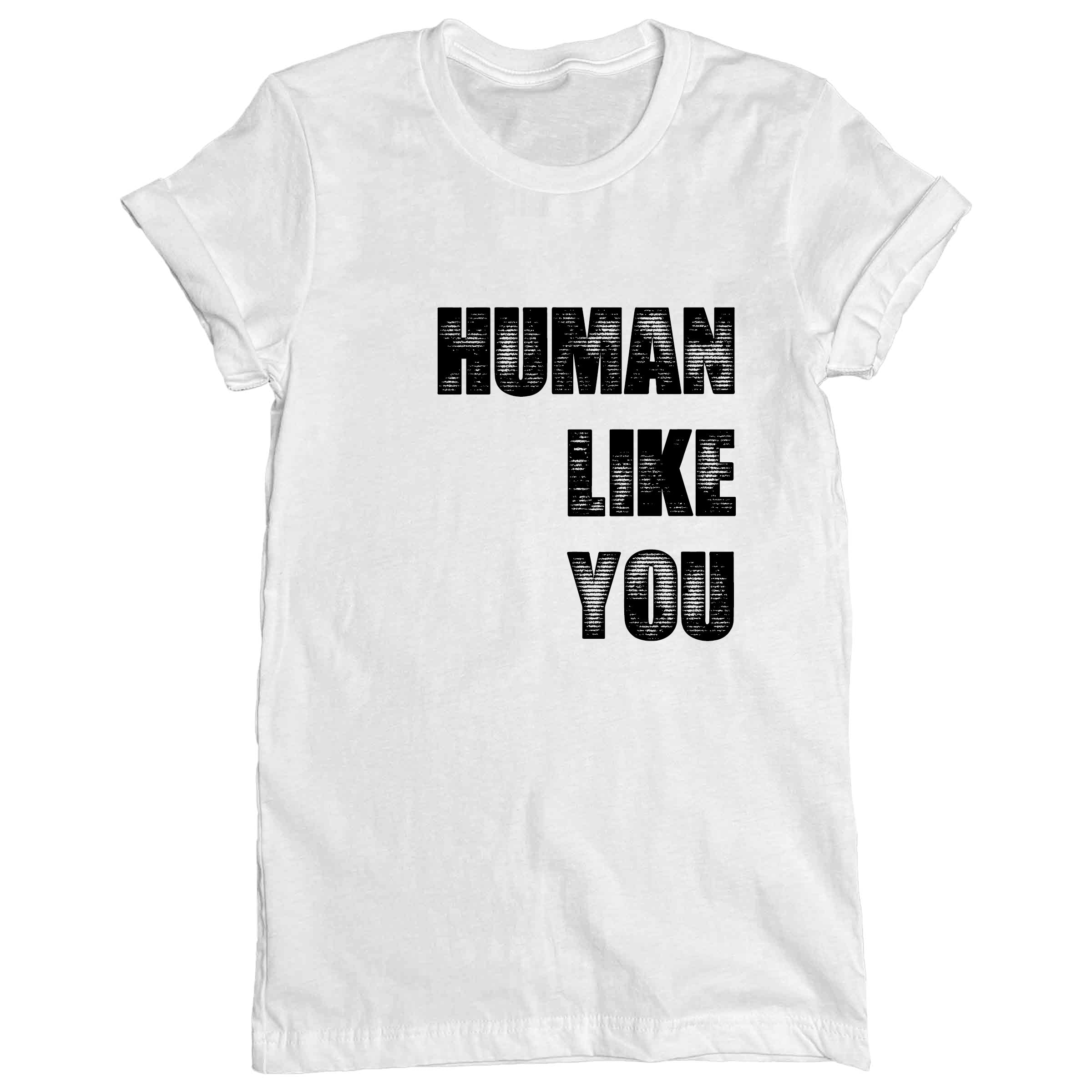 Human Like You Crew Neck in White — Androgynous Fox gender neutral clothing