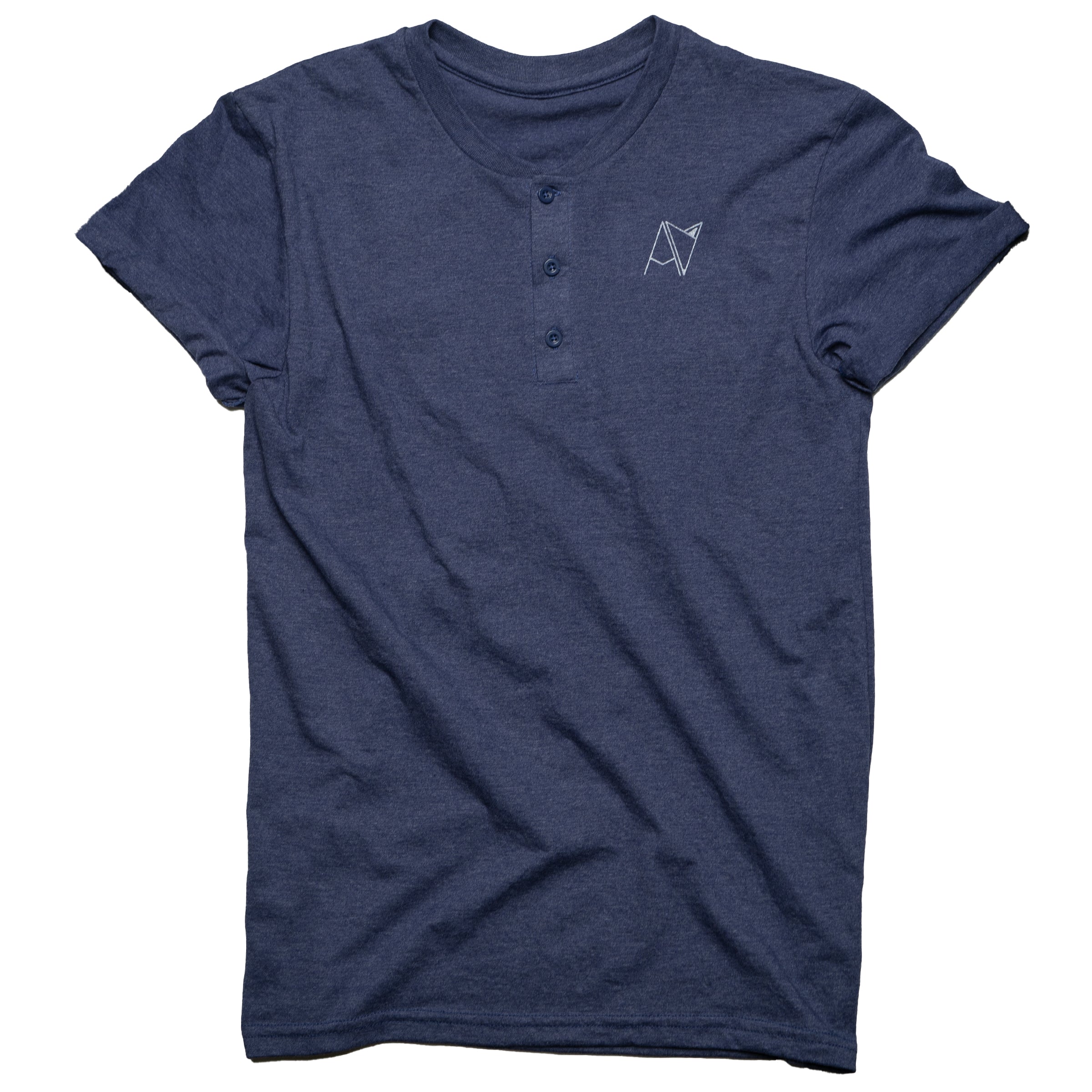 Androgynous Fox Henley in Navy Heather — non-binary androgynous gender neutral shirt