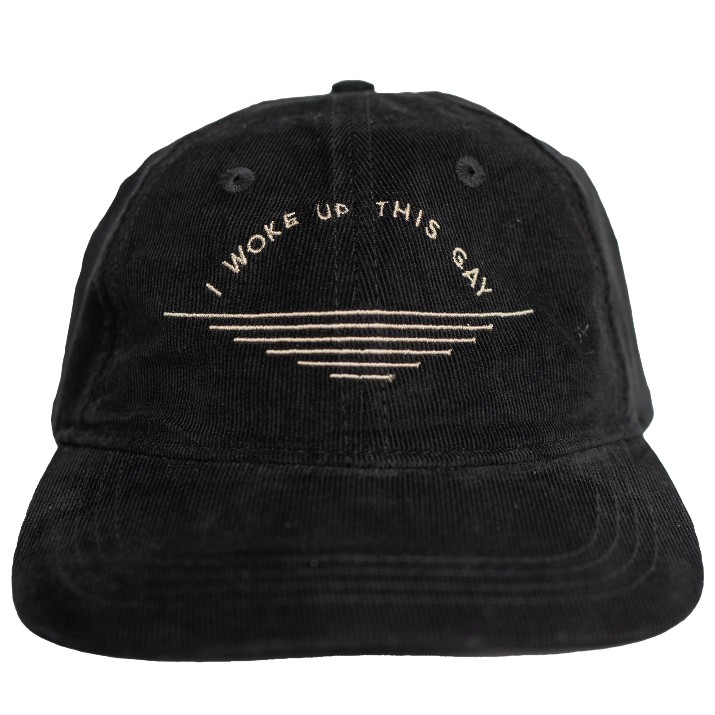 I Woke Up This Gay corduroy hat in Black — non-binary LGBTQ+ queer hat