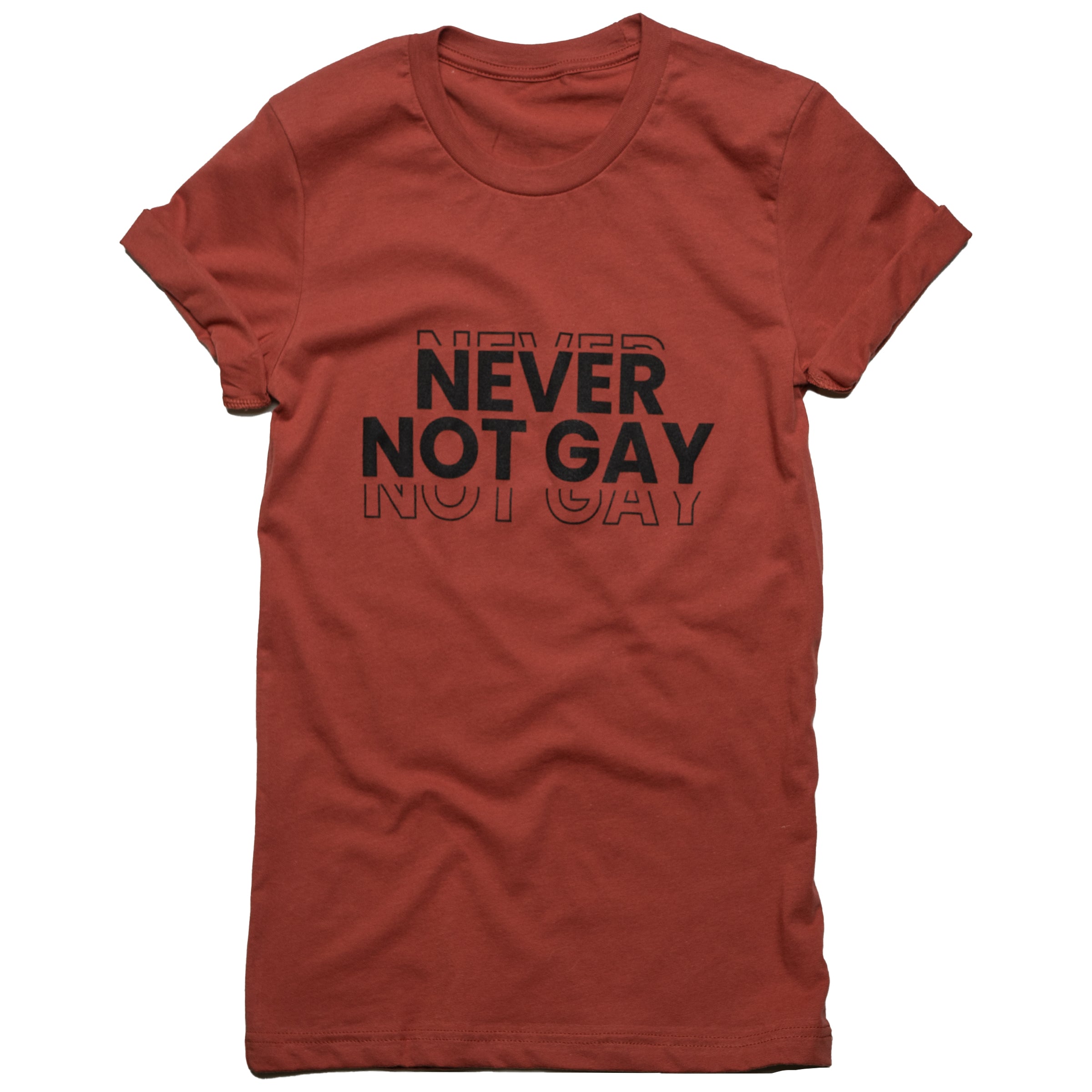 Never Not Gay Crew Neck in Rust — Androgynous Fox gender neutral clothing