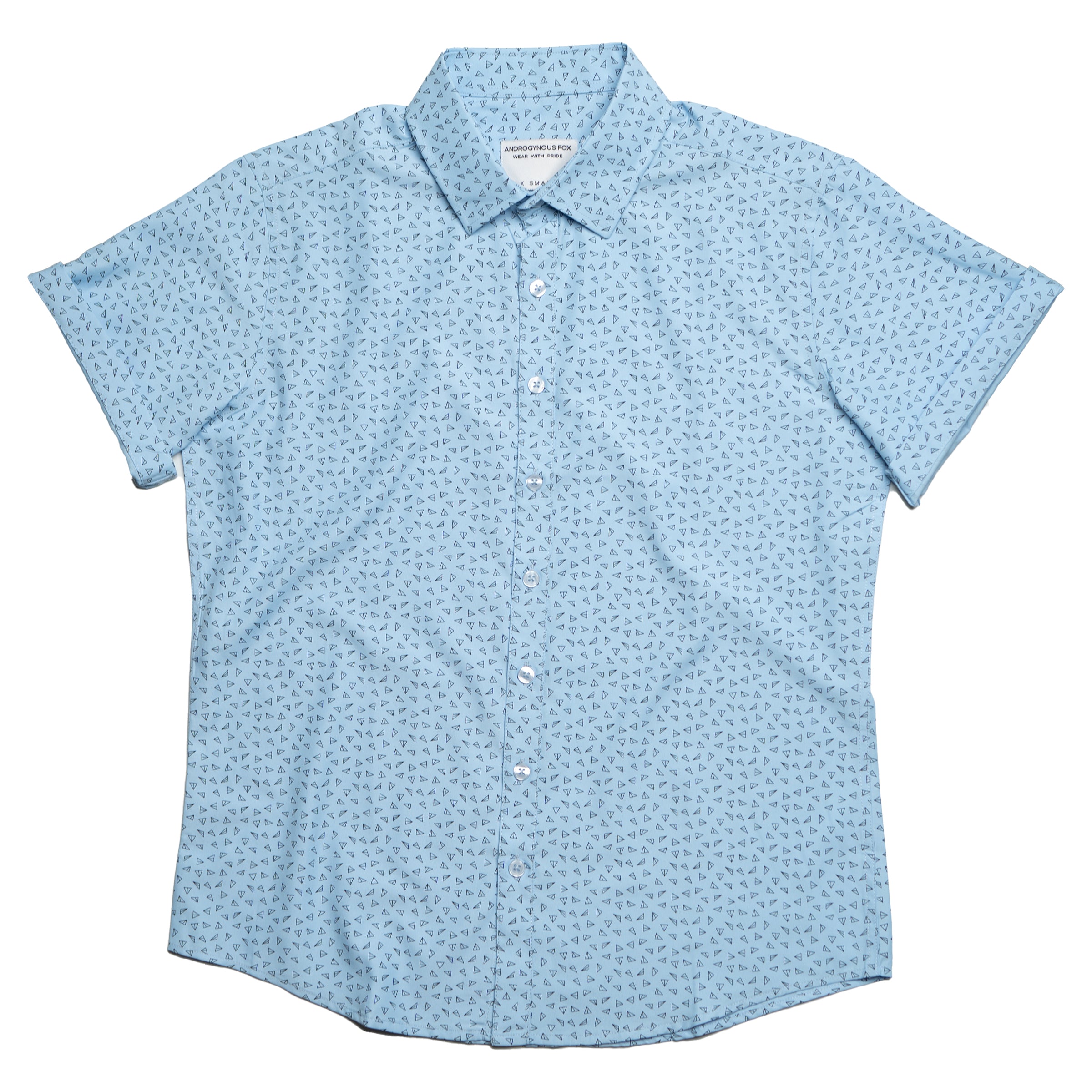The Leo bamboo short sleeve button-up — gender neutral androgynous clothing for transmasc and queer fashion