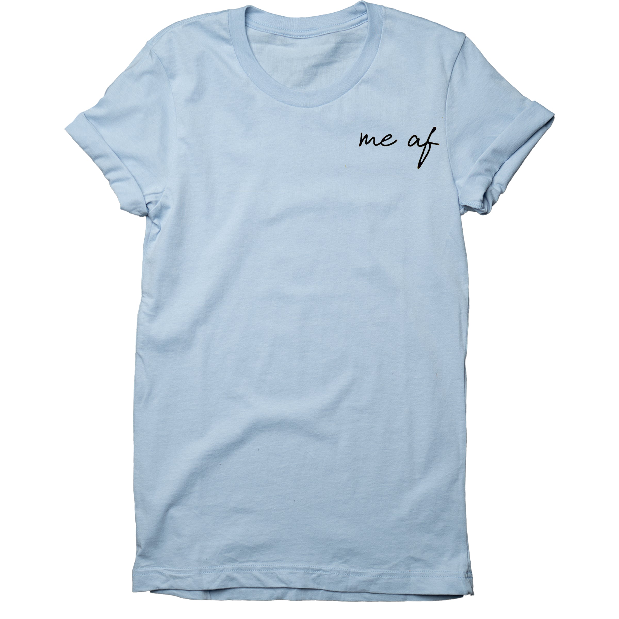 Me af Crew Neck in Sky Blue — Androgynous Fox gender neutral clothing