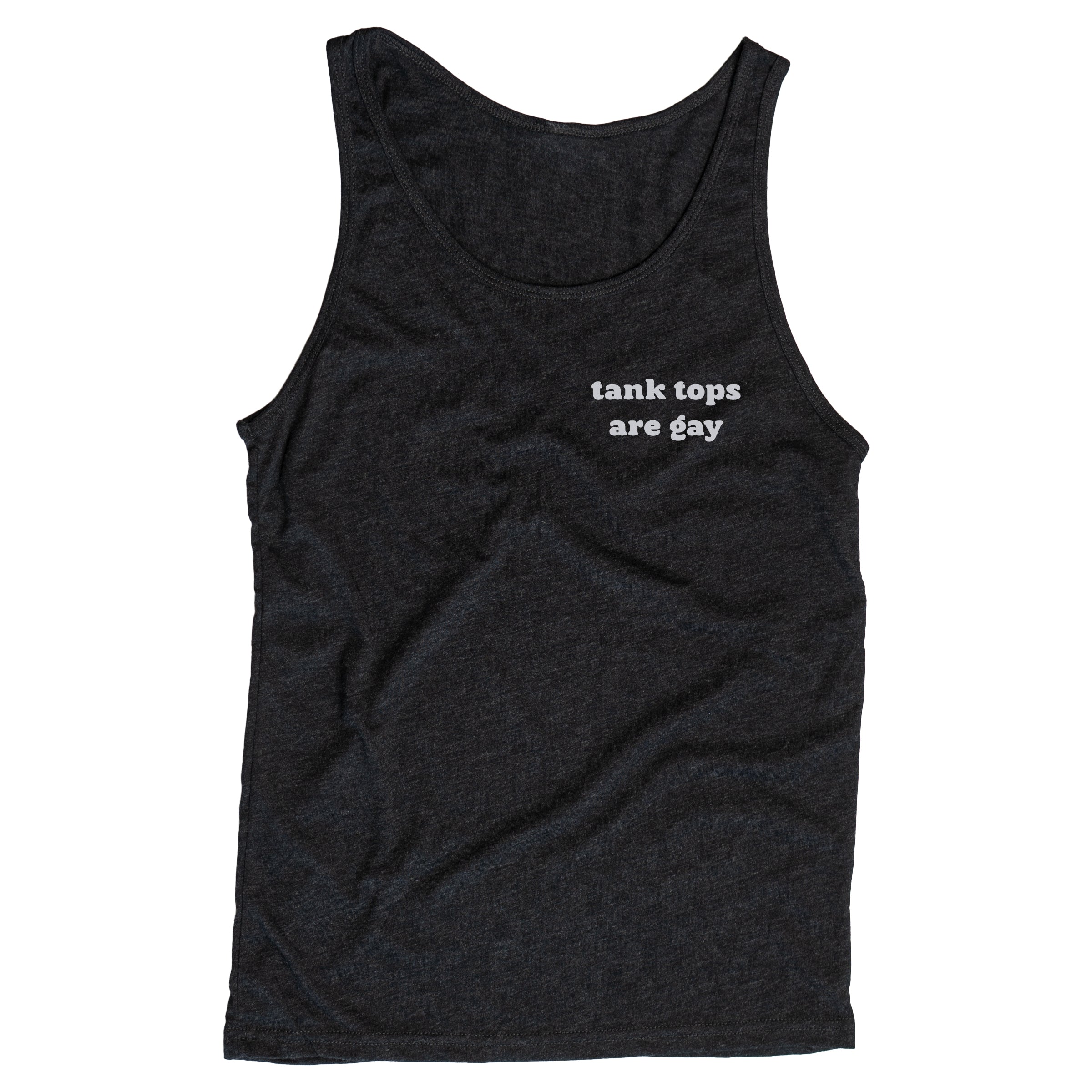 Tank Tops Are Gay tank top in Charcoal Heather — non-binary queer clothing