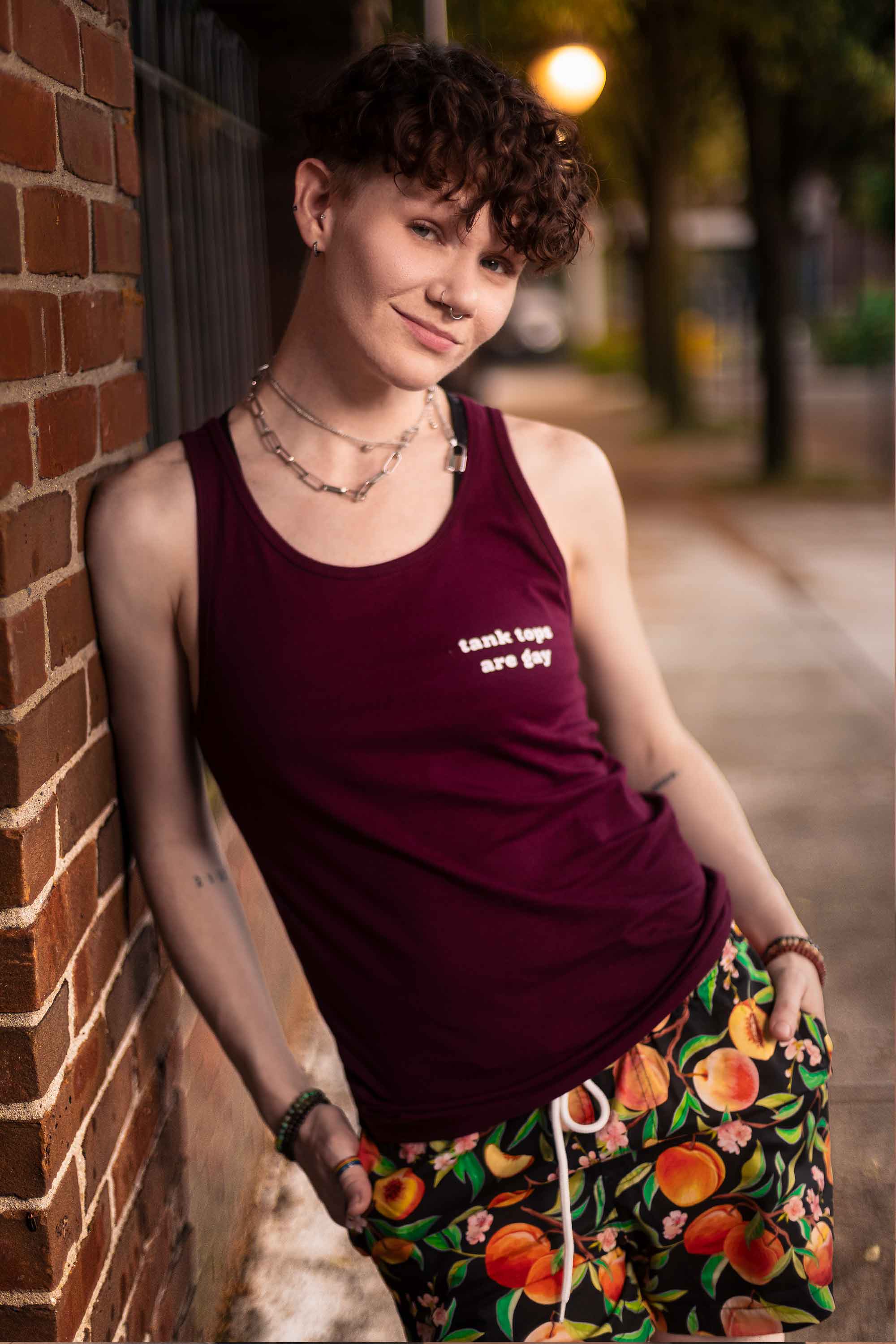 Tank Tops Are Gay tank top styled with shorts — queer gender neutral summer outfit