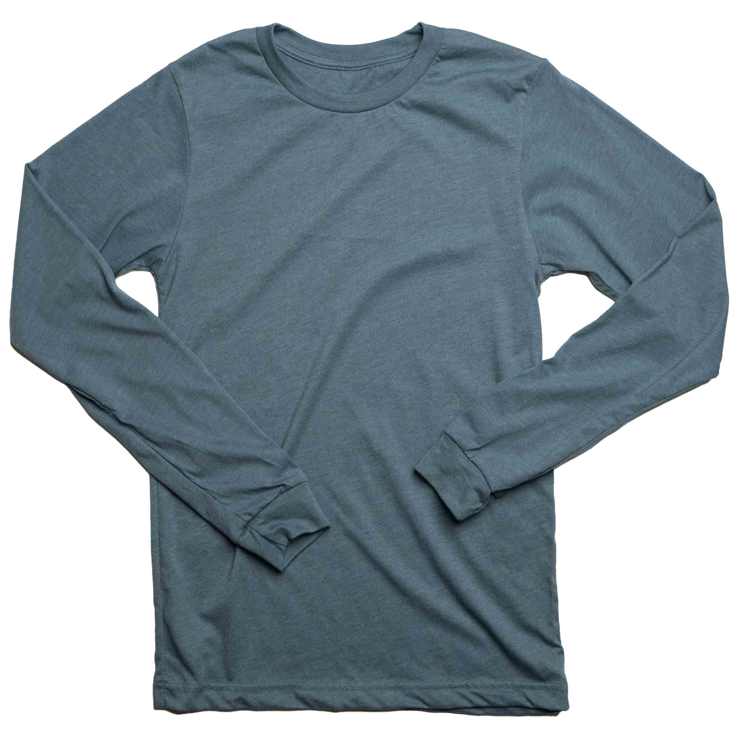 AF long sleeve crew neck in Denim — androgynous gender neutral basics for queer style