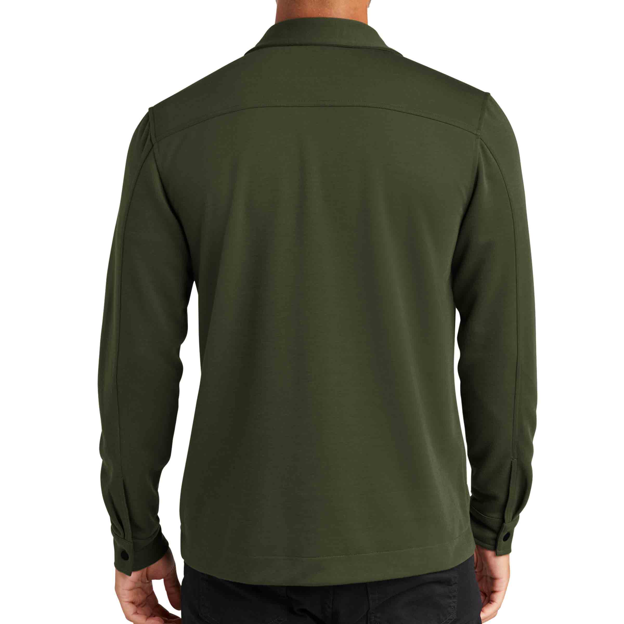 Shirt Jacket in Army back view — Androgynous Fox gender neutral outerwear