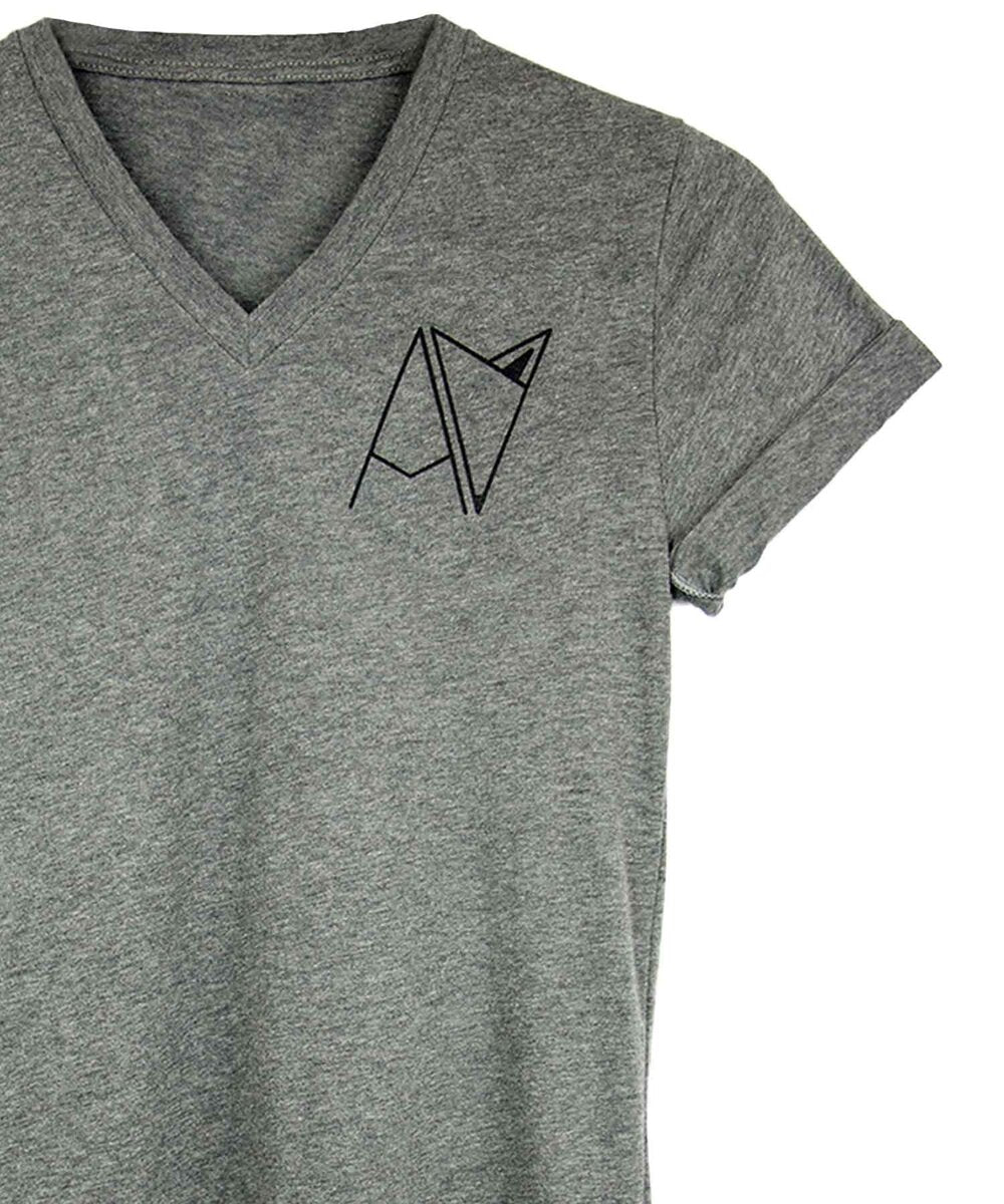 Grey Androgynous Fox Badge Logo vneck