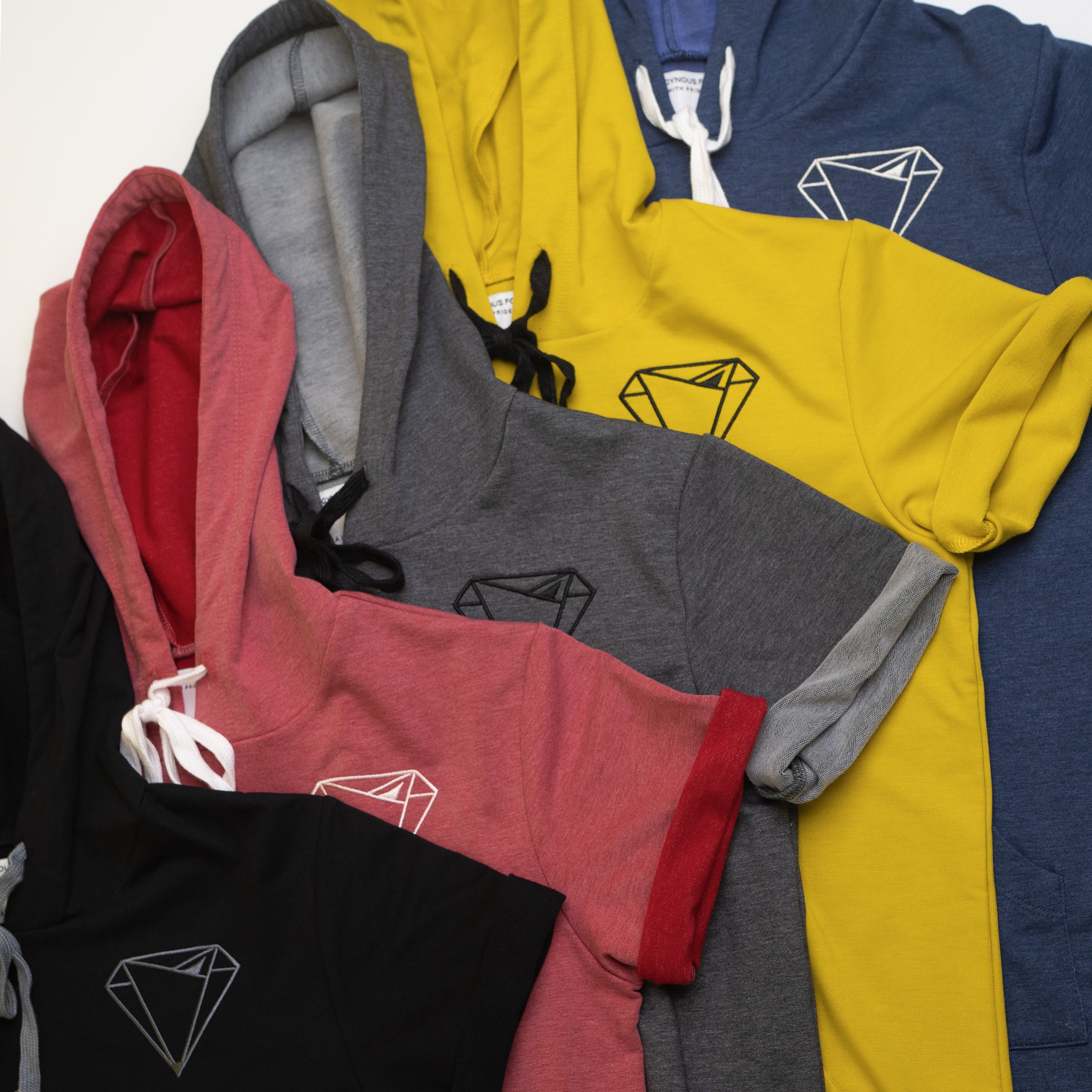DITR French Terry Short Sleeve Hoodie all colorways — Androgynous Fox gender neutral hoodie for queer style