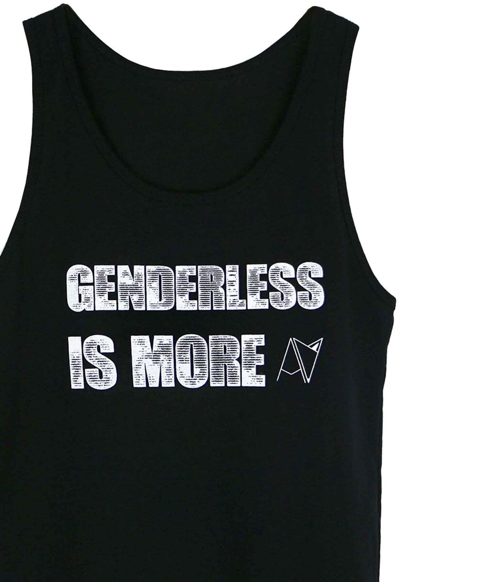 Genderless Is More Tank Top in Black — Androgynous Fox gender neutral tank top