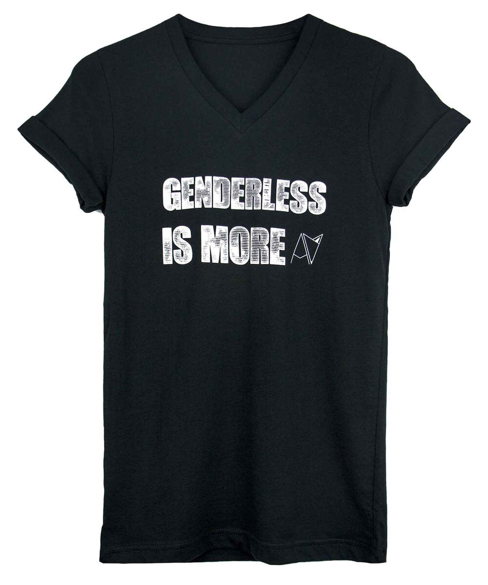 Genderless Is More V Neck in Black — androgynous gender neutral queer clothing