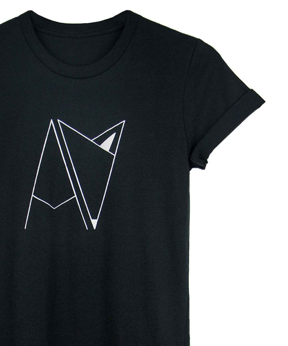 Black Androgynous Fox Logo Crew neck