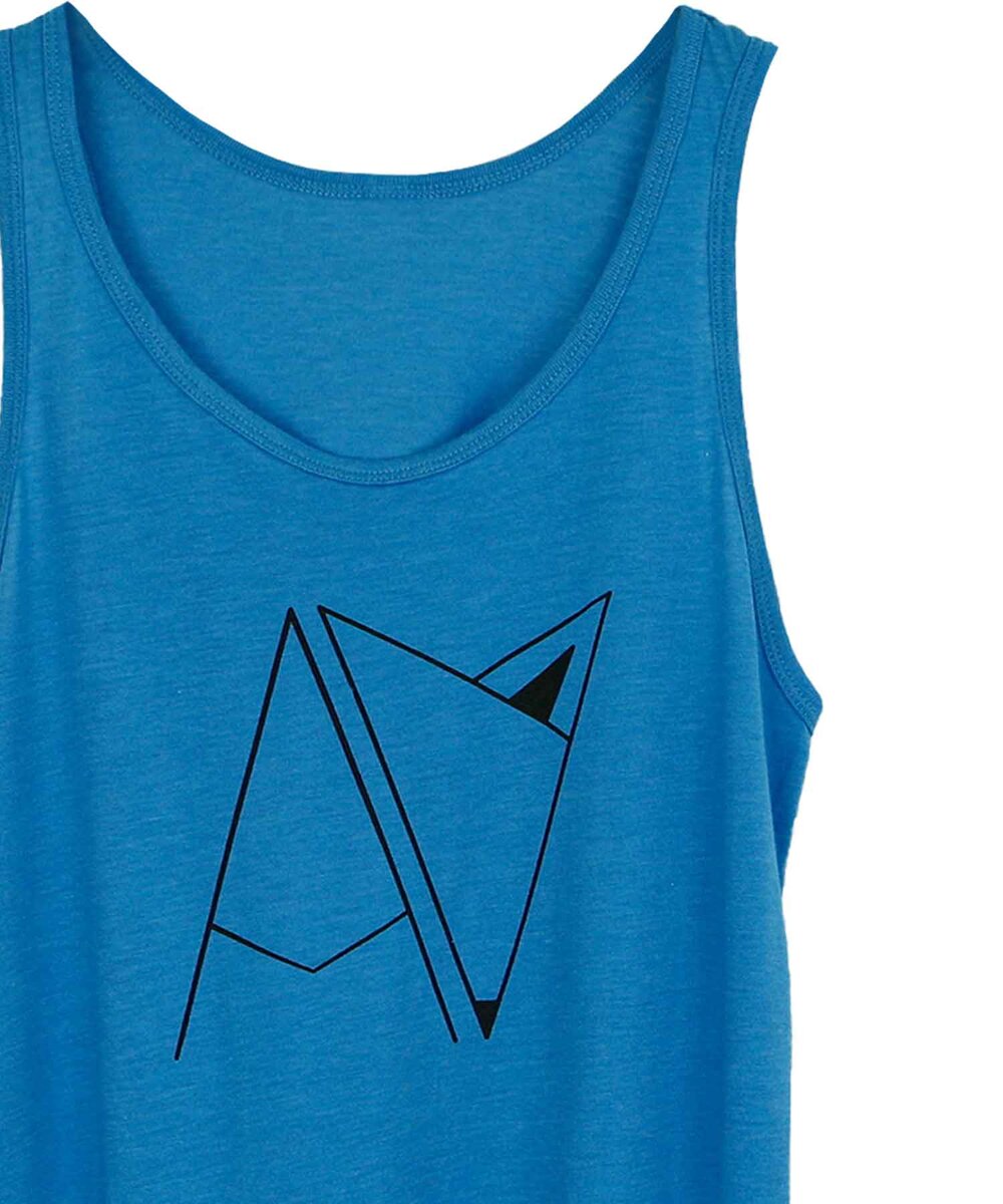 Androgynous Fox logo tank top in Blue — gender neutral androgynous queer clothing
