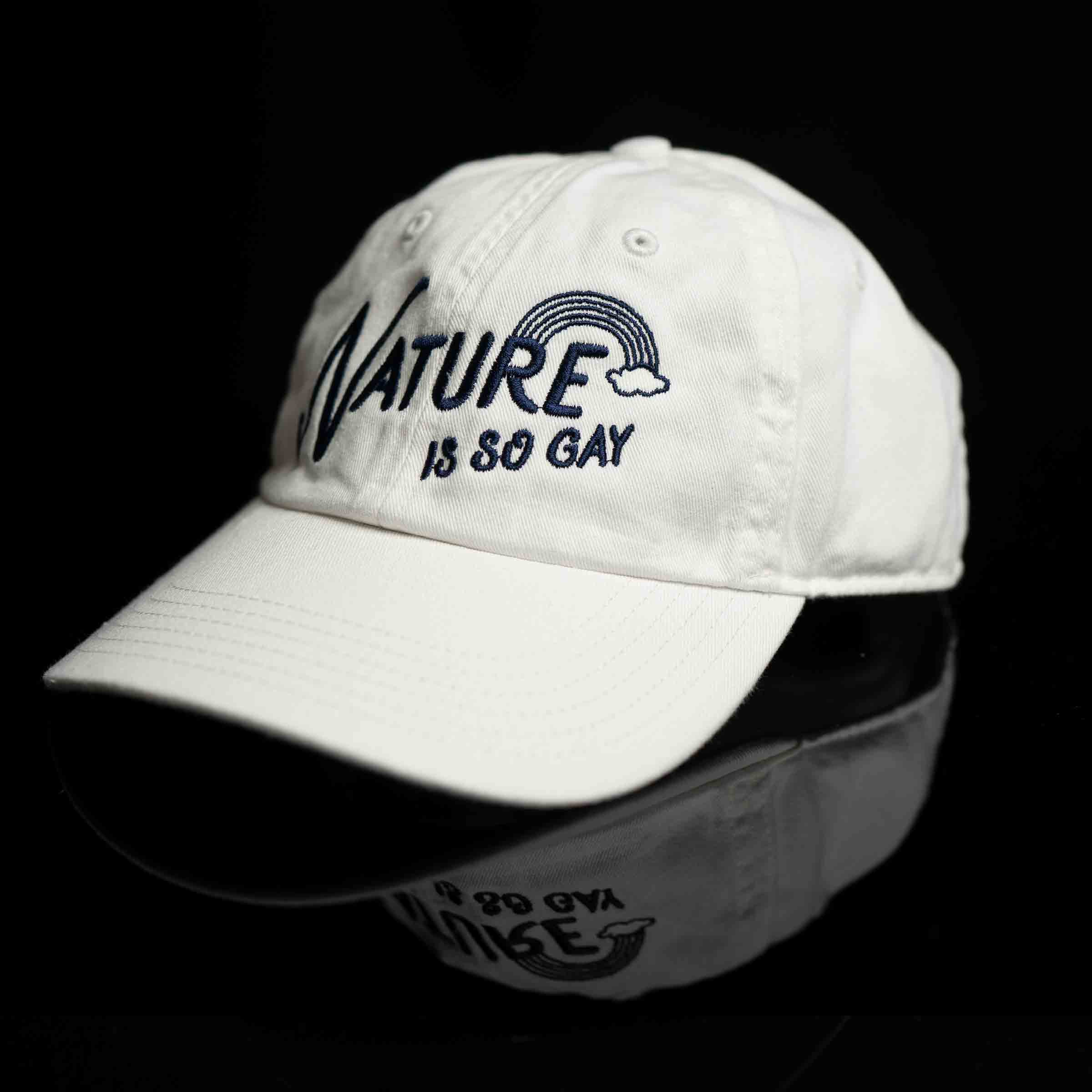 Nature Is So Gay Maddy Hat in White — gender neutral queer hat