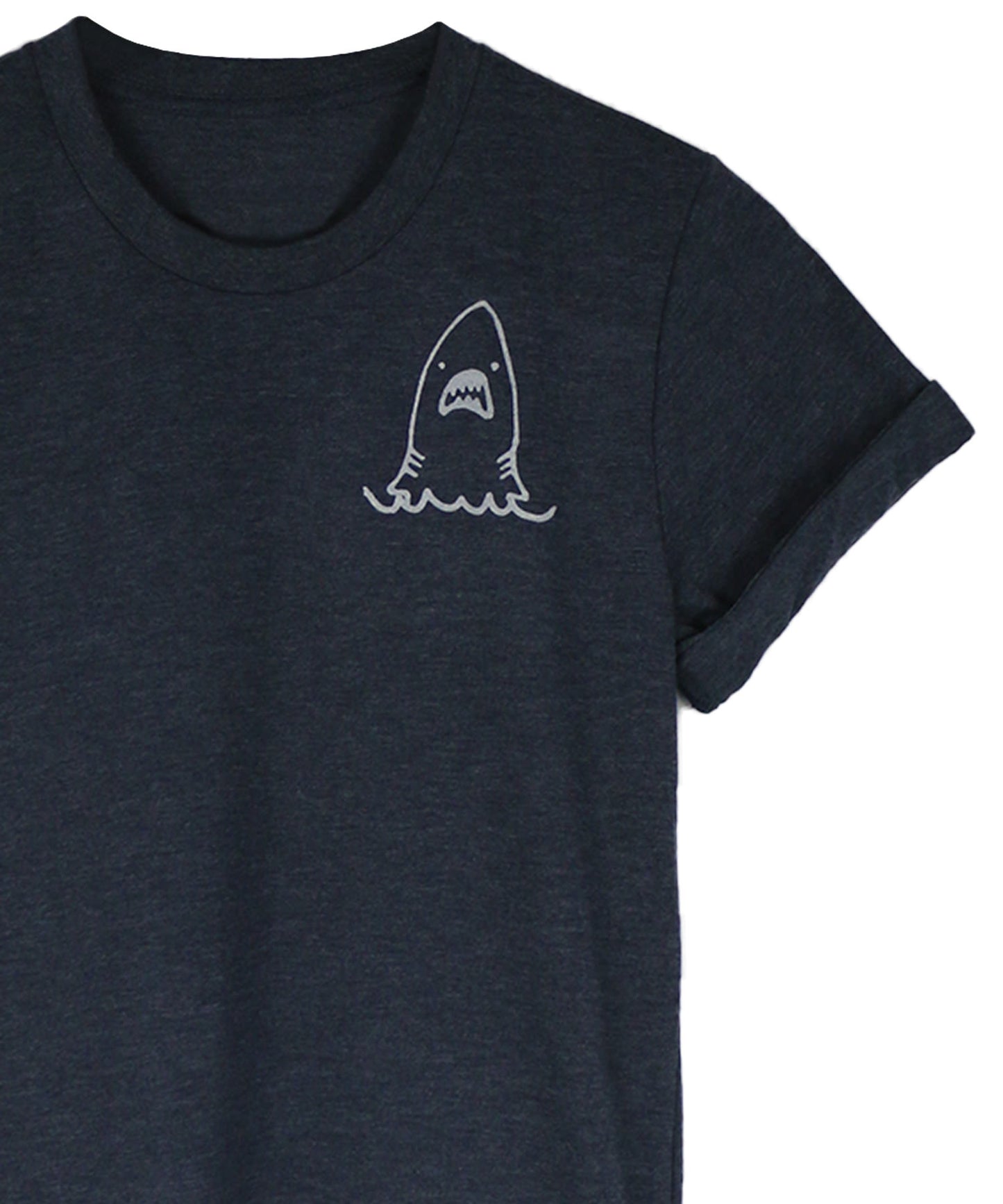 Navy Heather Shark crew neck by Androgynous Fox