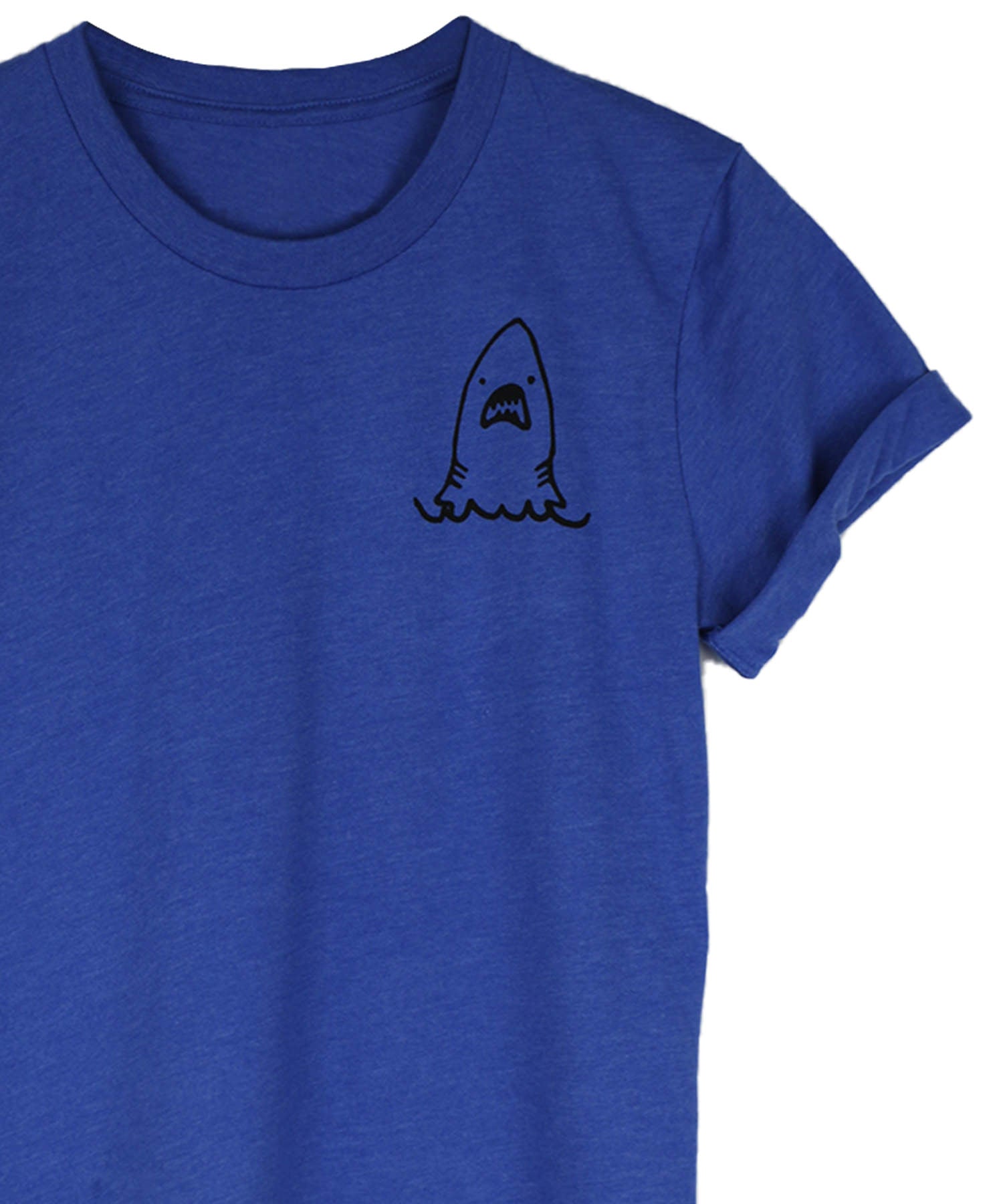 Royal Blue Heather Shark crew neck by Androgynous Fox