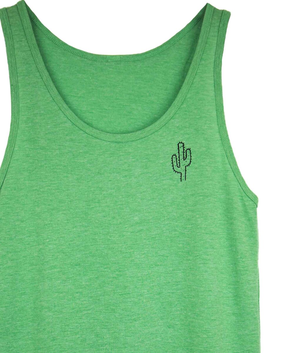 Stick N' Poke Cactus tank top in Green — gender neutral queer graphic tank