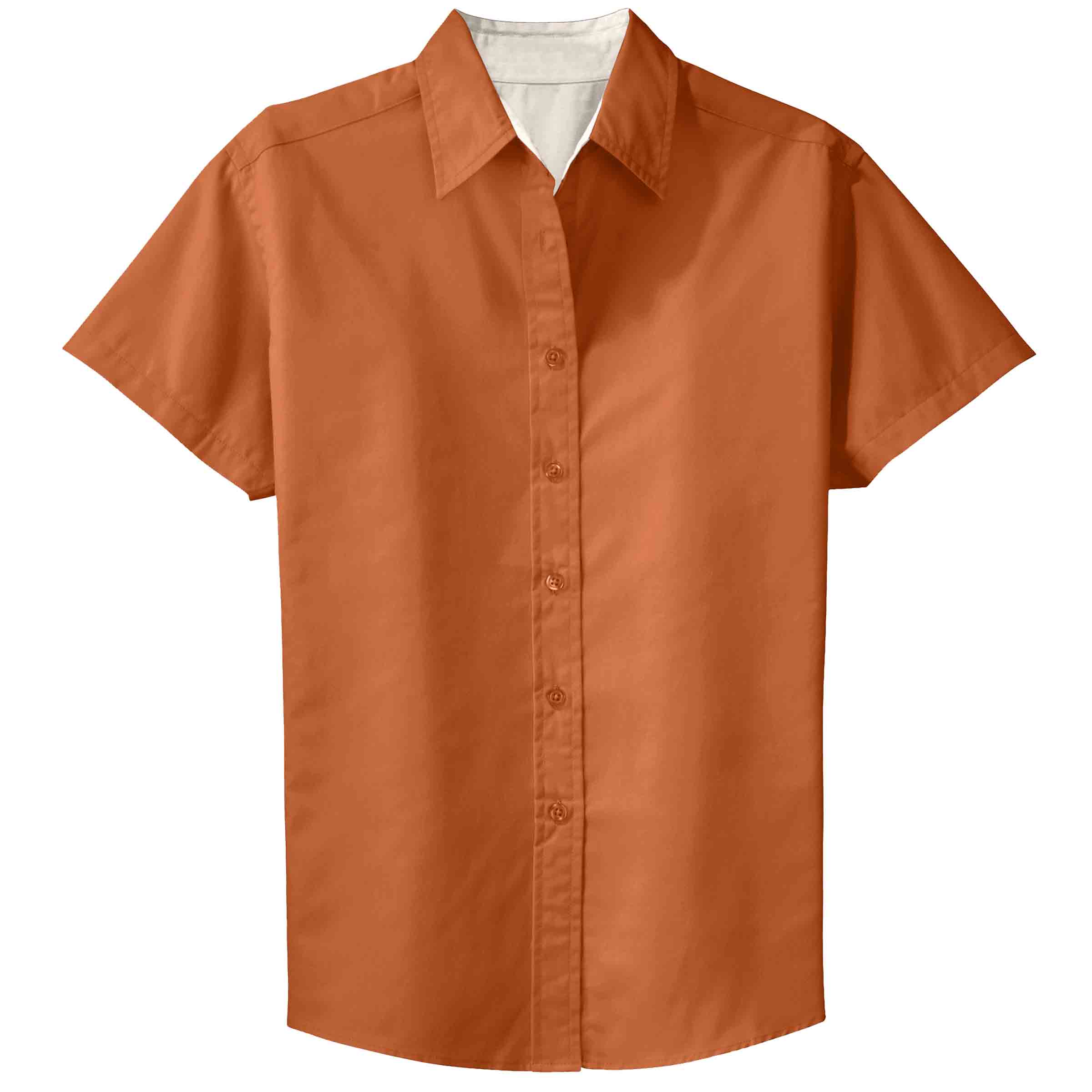 Swift Fox Button Up Short Sleeve in Burnt Orange — Androgynous Fox androgynous button up shirt