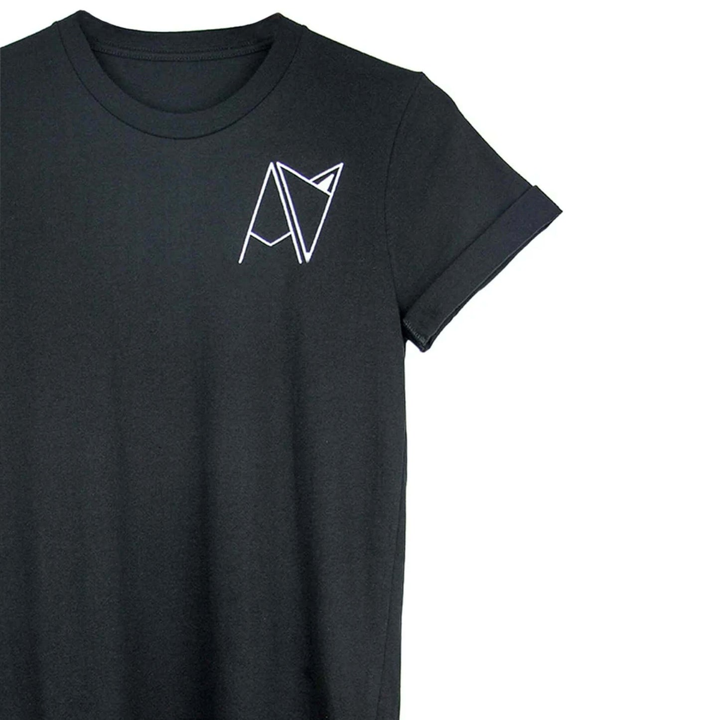 Black Androgynous Fox Badge Logo Crew neck