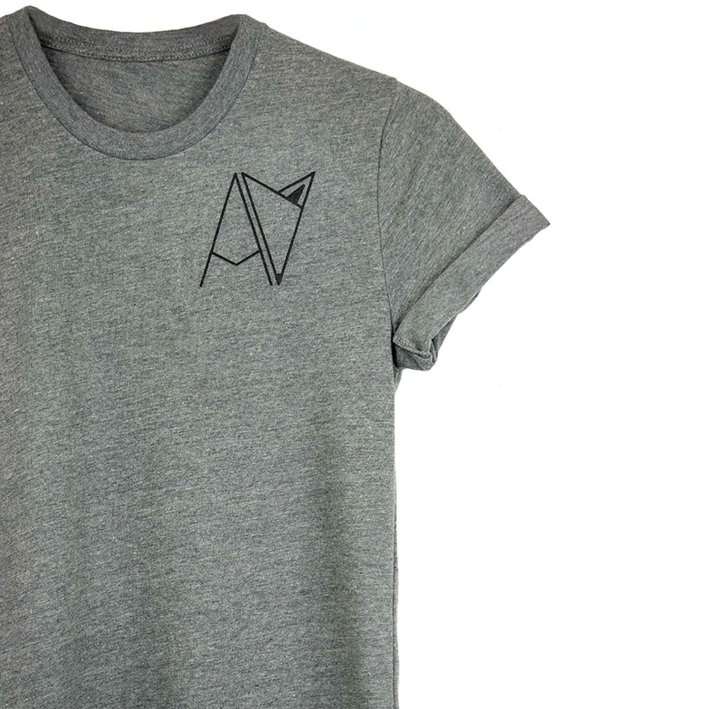 Grey Androgynous Fox Badge Logo crew neck