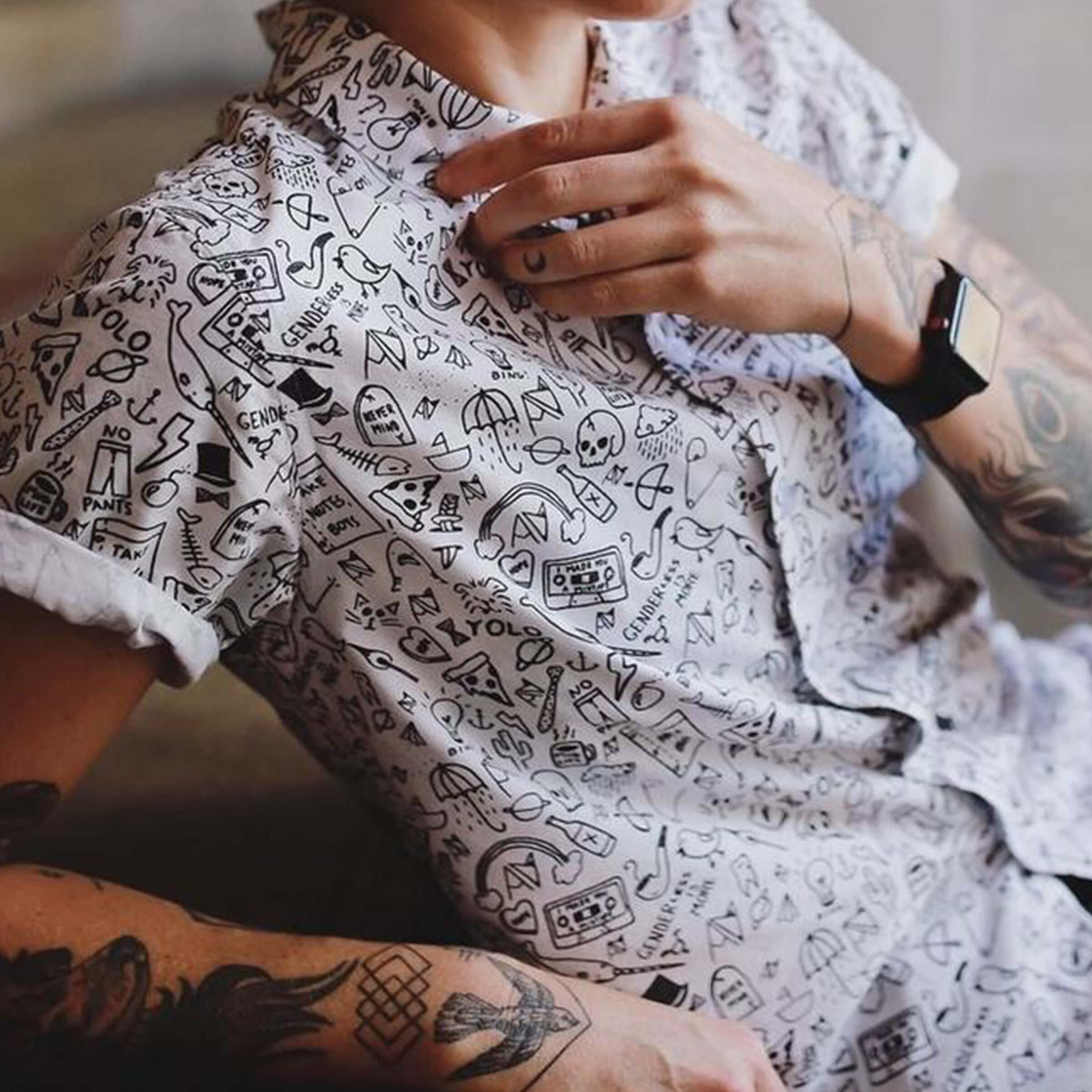 Stick n' Poke Button Up — Androgynous Fox androgynous button up shirt
