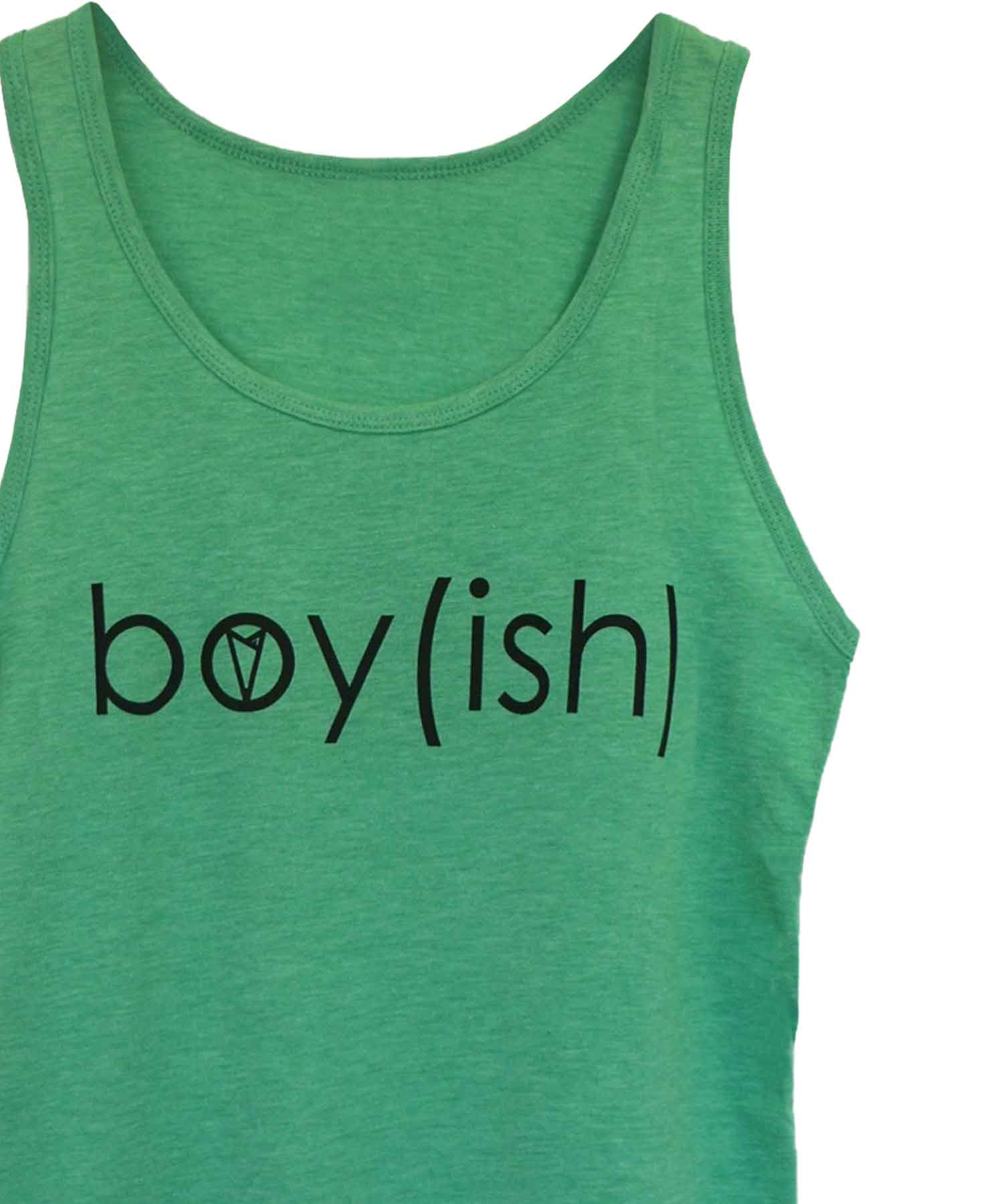 Boy(ish) tank top in Green — androgynous gender neutral queer graphic tank