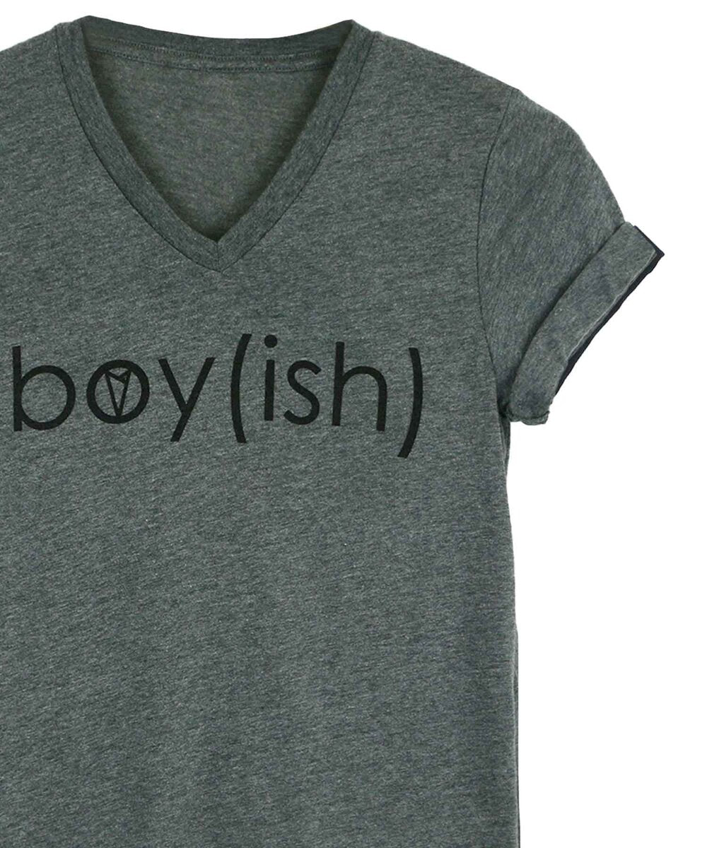 Boy(ish) V Neck in Grey styled — gender fluid androgynous queer clothing