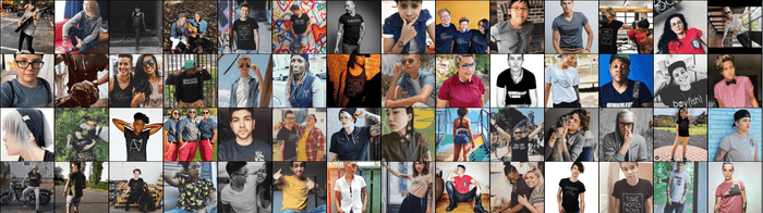 Androgynous Fox community collage: queer humans wearing gender neutral and androgynous clothing from the 2021 annual sale