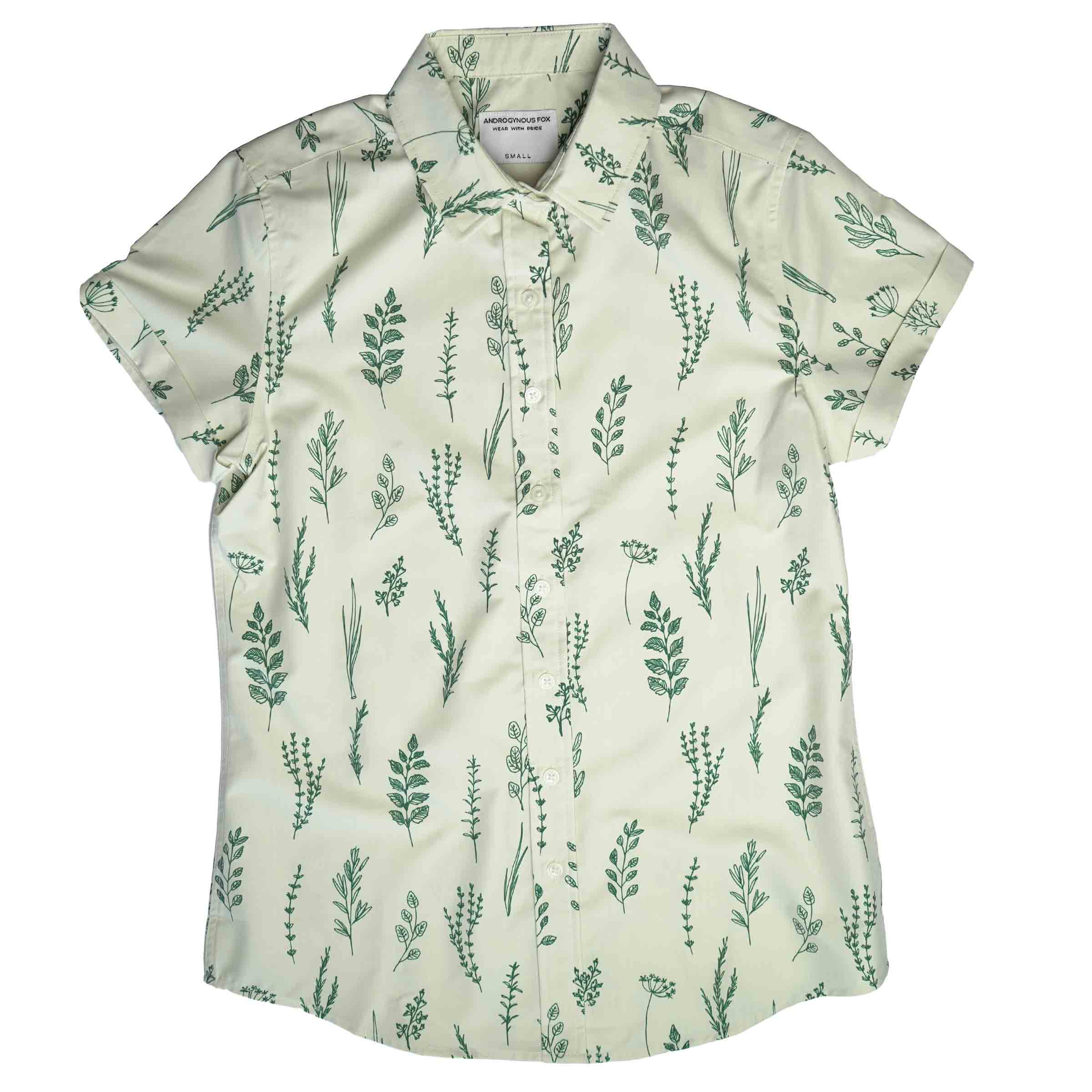 The Kam Short Sleeve Button Up in Cream, front view — Androgynous Fox androgynous button up shirt