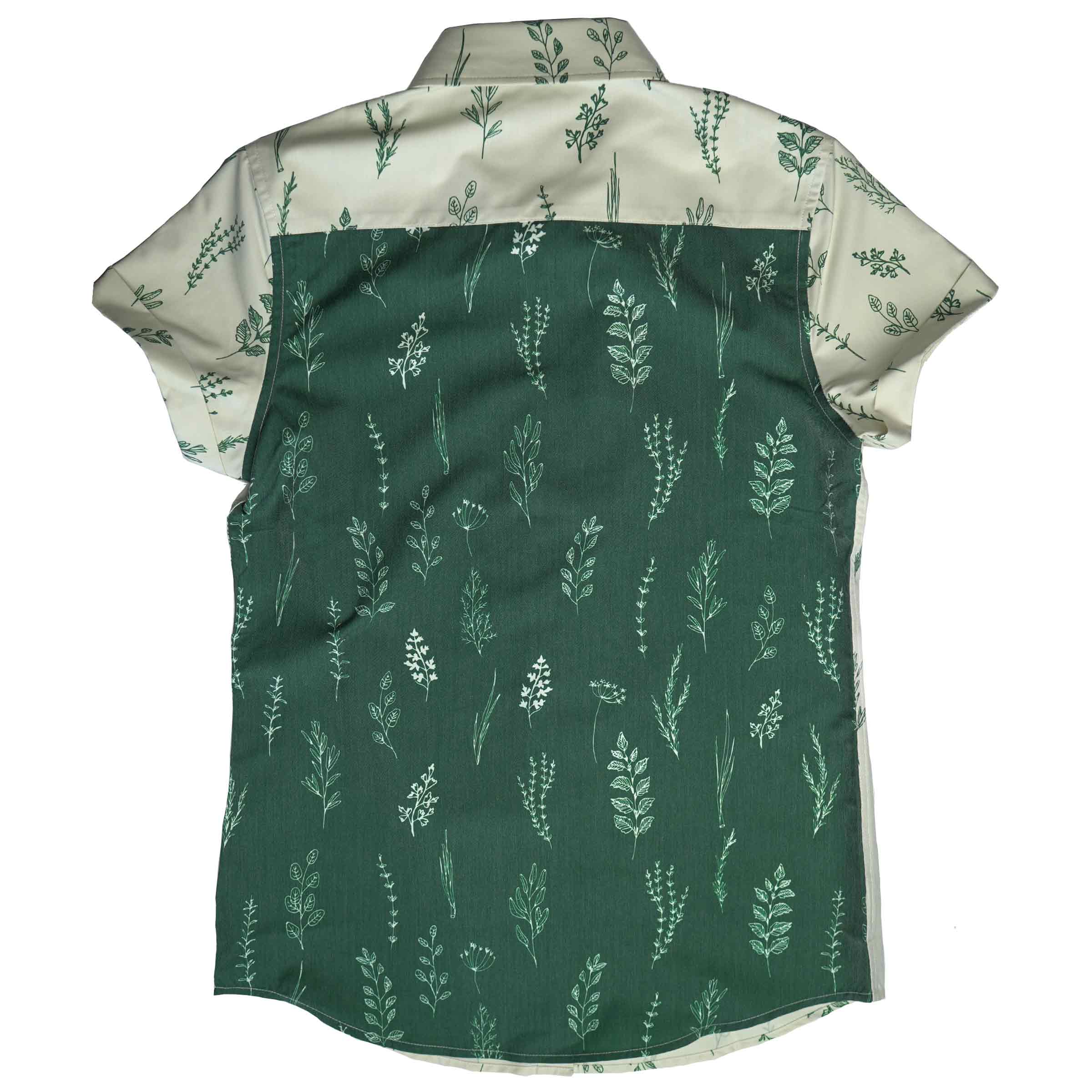 The Kam Short Sleeve Button Up in Two Tone, back view — Androgynous Fox androgynous button up shirt