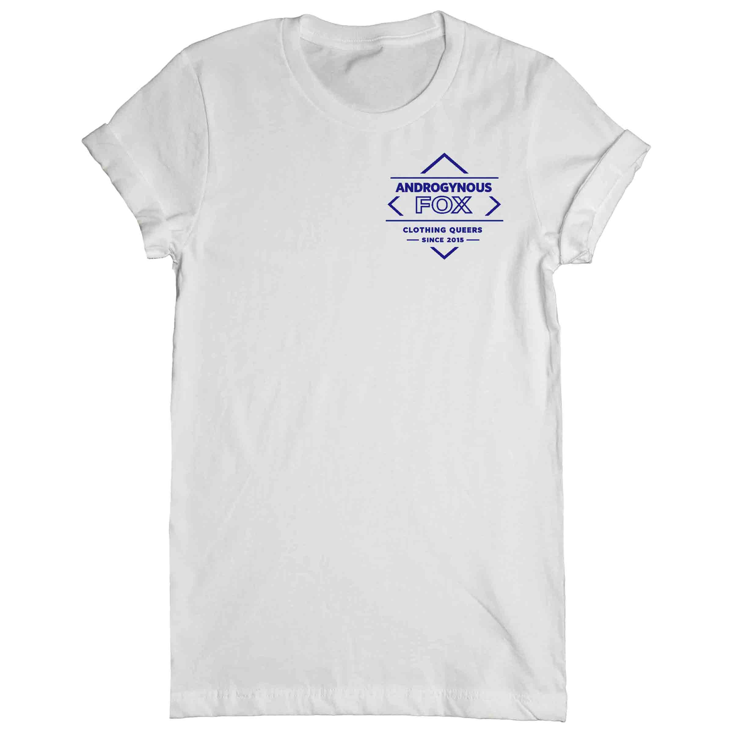 Clothing Queers Since 2015 Badge Crew Neck in White — Androgynous Fox gender neutral clothing