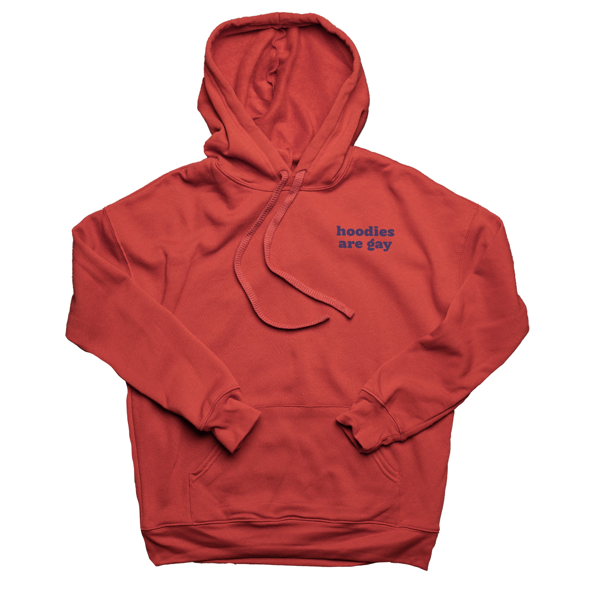 Hoodies Are Gay pullover hoodie in Rust — LGBTQ+ gender neutral queer clothing
