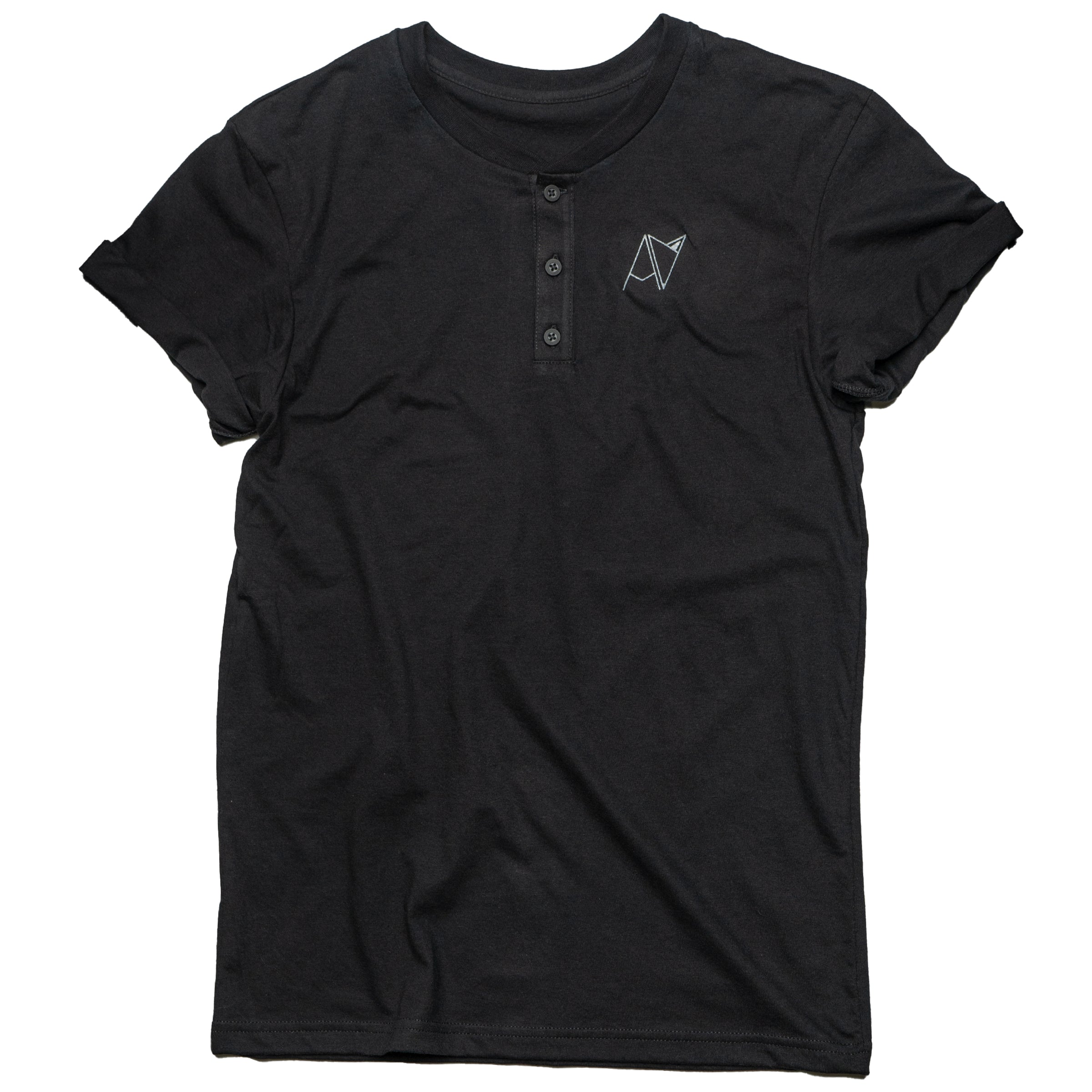 Androgynous Fox Henley in Black — gender neutral androgynous shirt for queer style