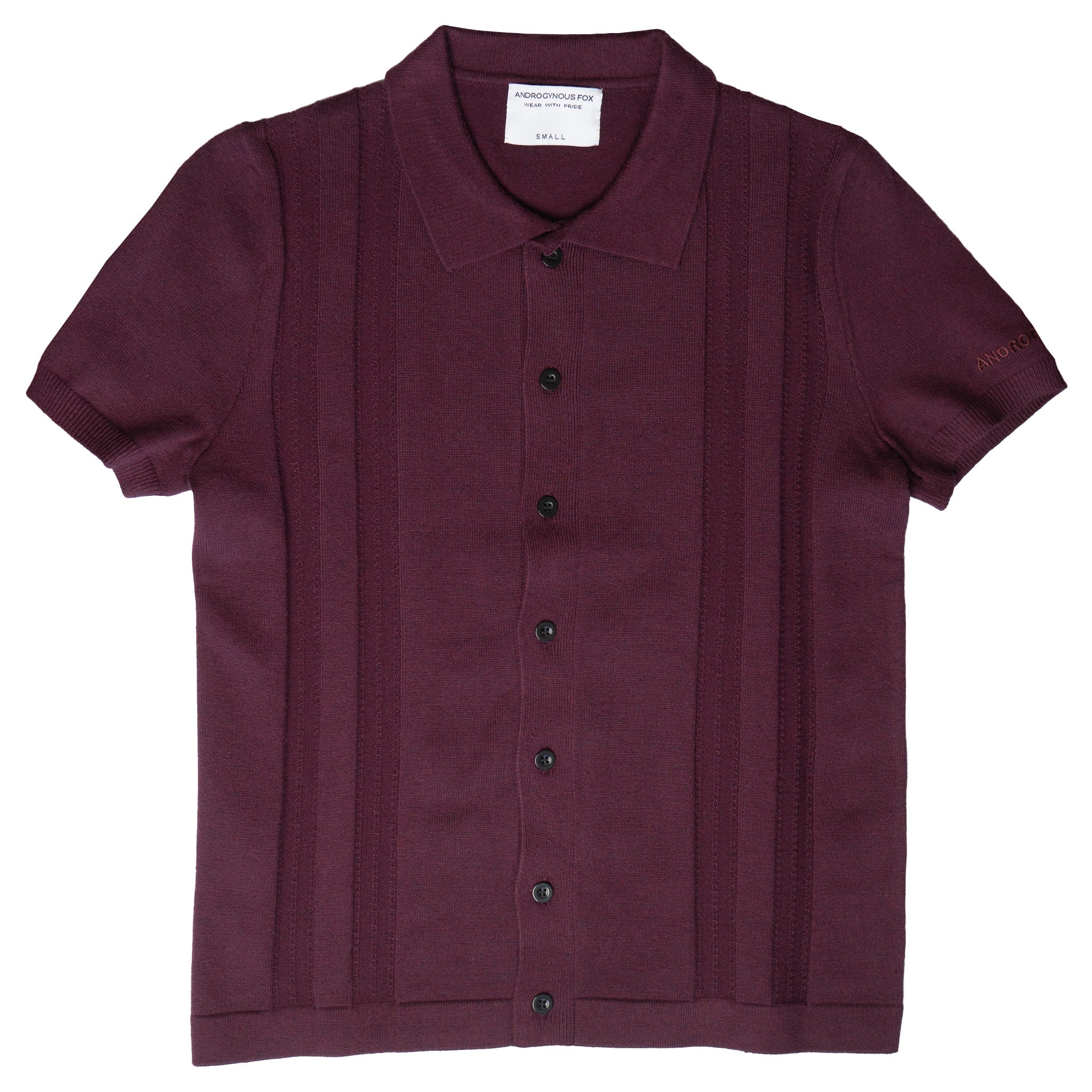 Knit Camp Button Up in Oxblood — Androgynous Fox androgynous button up shirt