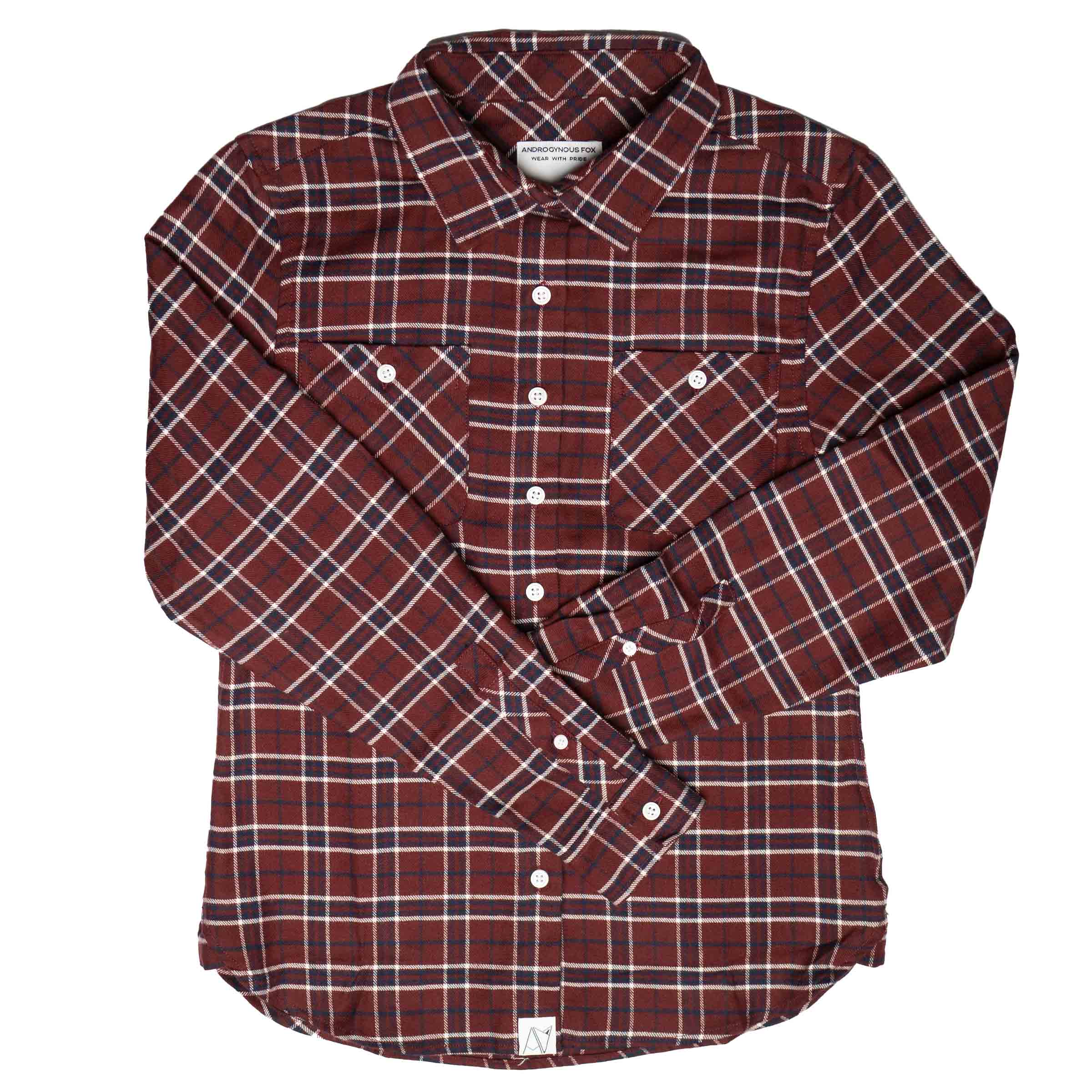 Field Day Flannel in Red pattern — Androgynous Fox gender neutral flannel