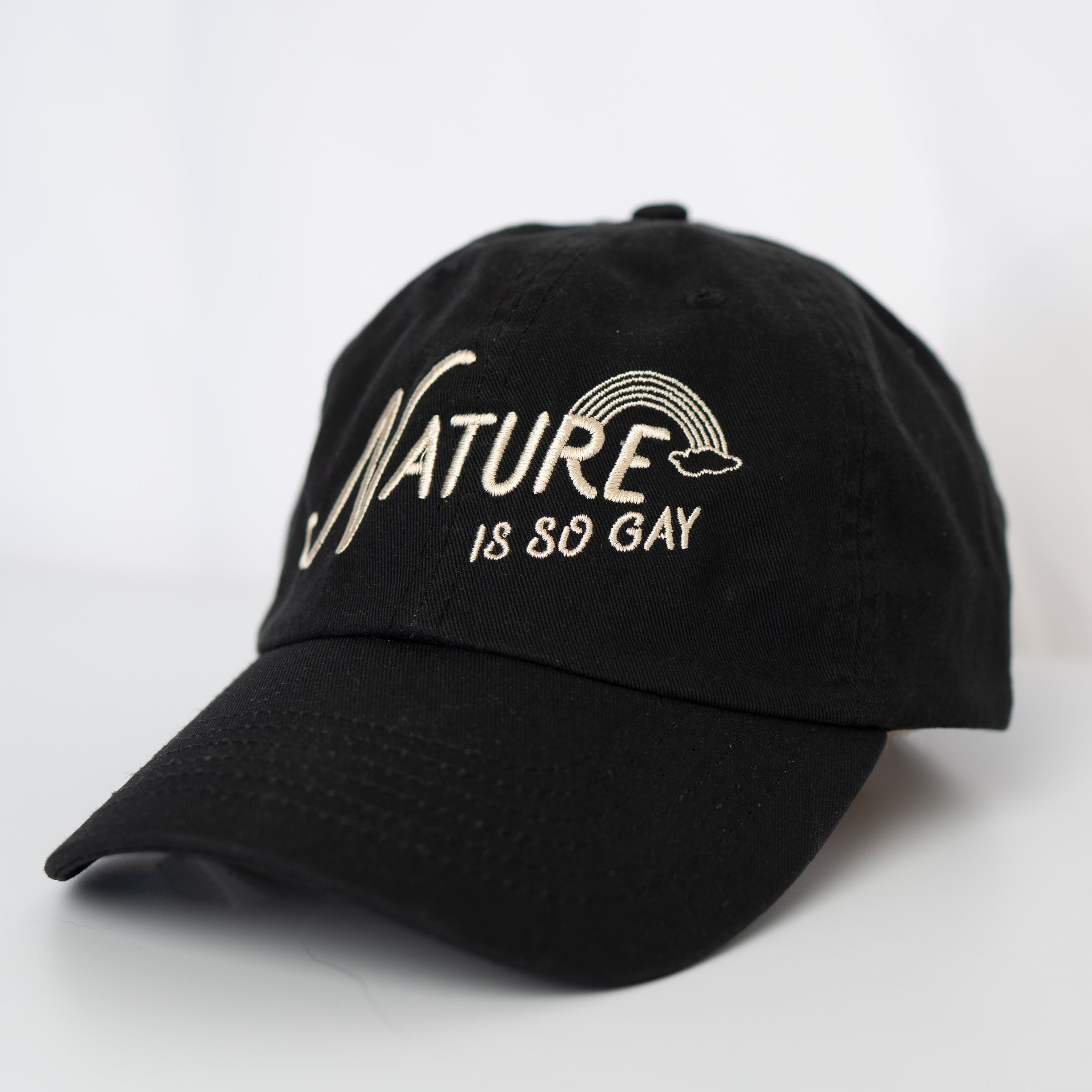 Nature Is So Gay Maddy Hat in Black — androgynous LGBTQ+ queer accessory