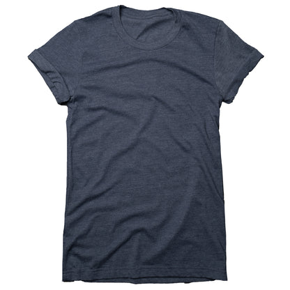 Androgynous Fox cotton-poly crew neck tee in Navy Heather — gender neutral queer basics