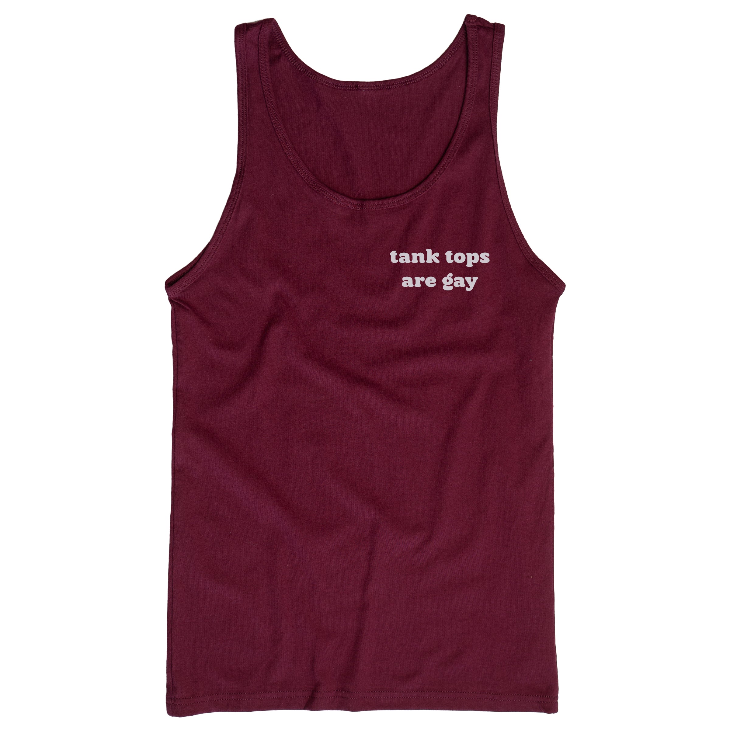 Tank Tops Are Gay tank top in Deep Red — gender neutral gay tank top for queer style