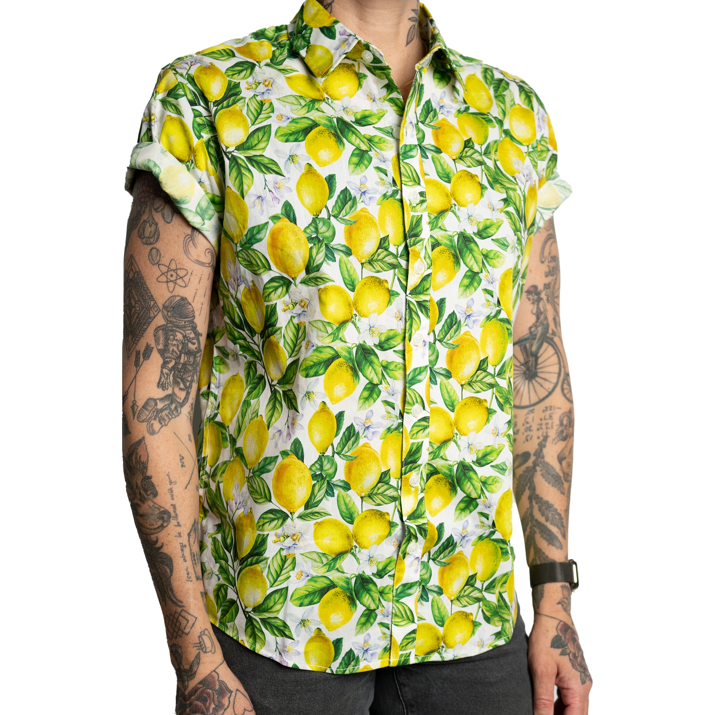 The Zinger V2 short sleeve button-up in Lemon — androgynous gender neutral summer shirt