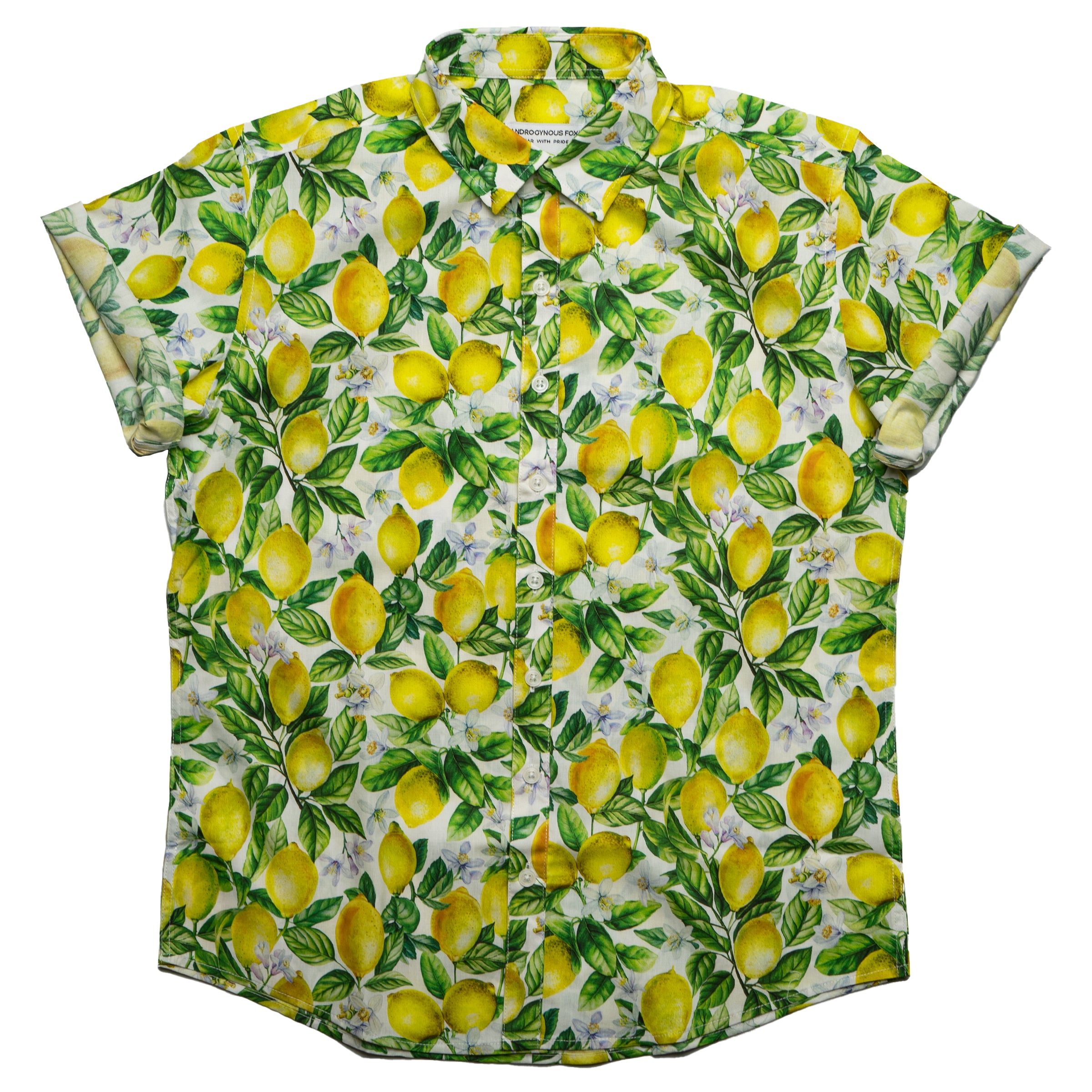 The Zinger V2 button-up in Lemon detail — gender neutral queer clothing