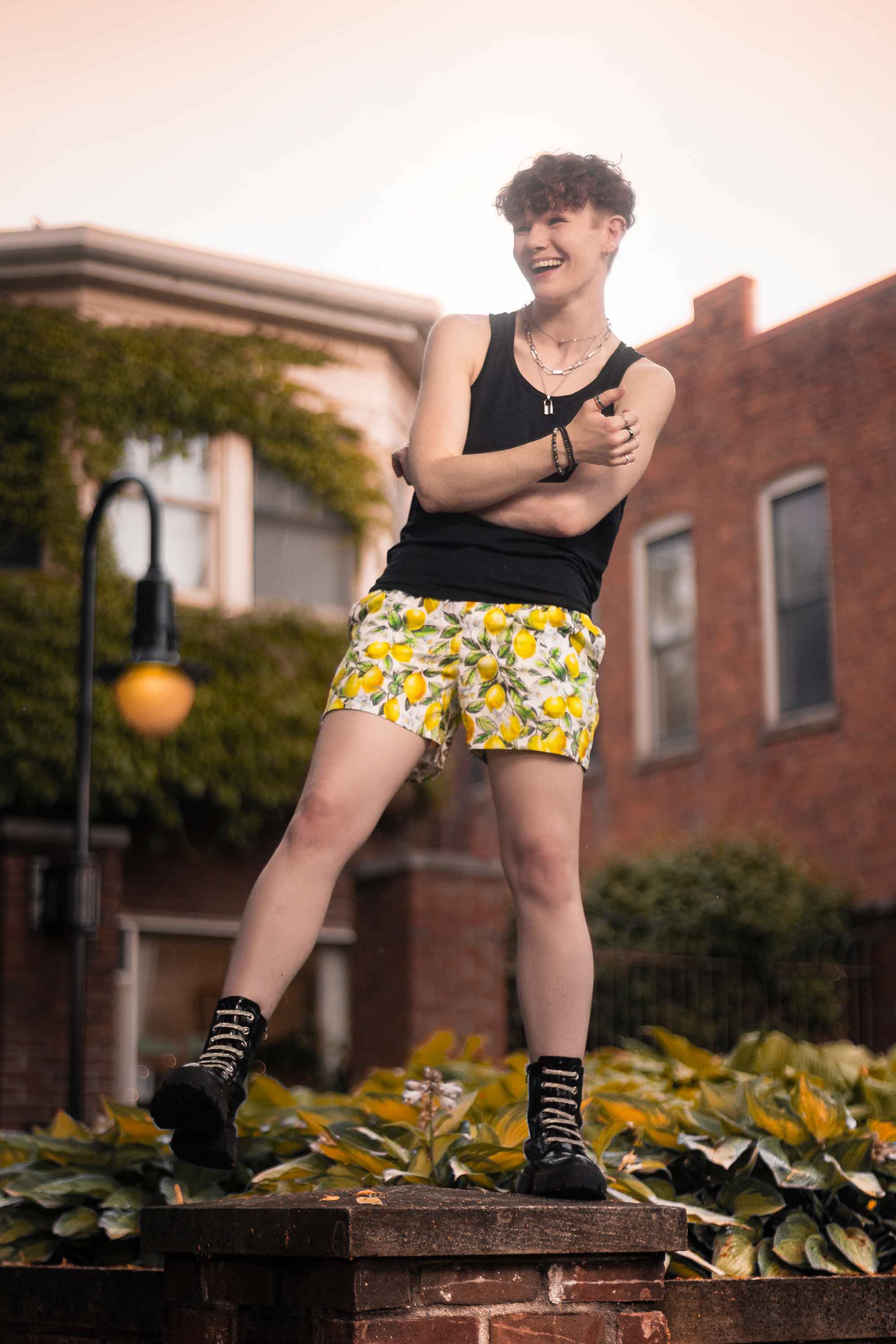 Zinger V2 Shorts on model — Androgynous Fox gender neutral shorts