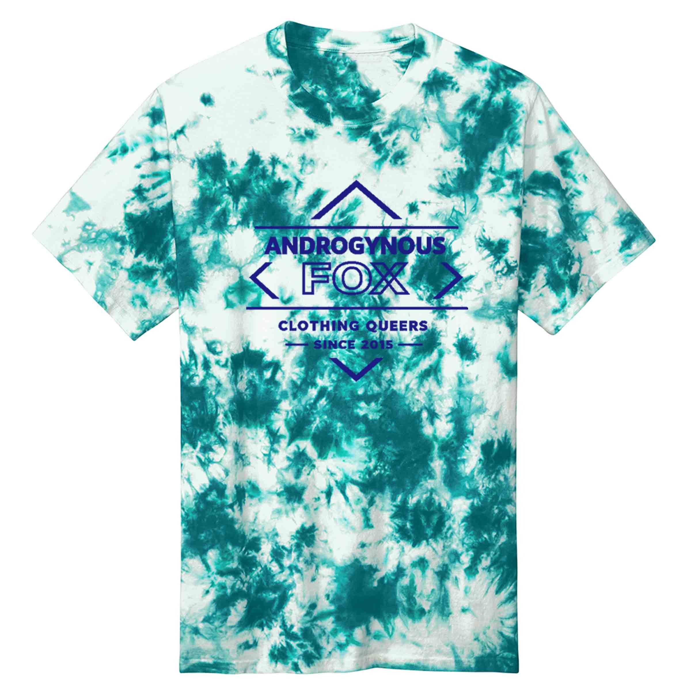 Clothing Queers Since 2015 Crew Neck in Teal Tie-Dye — Androgynous Fox gender neutral clothing