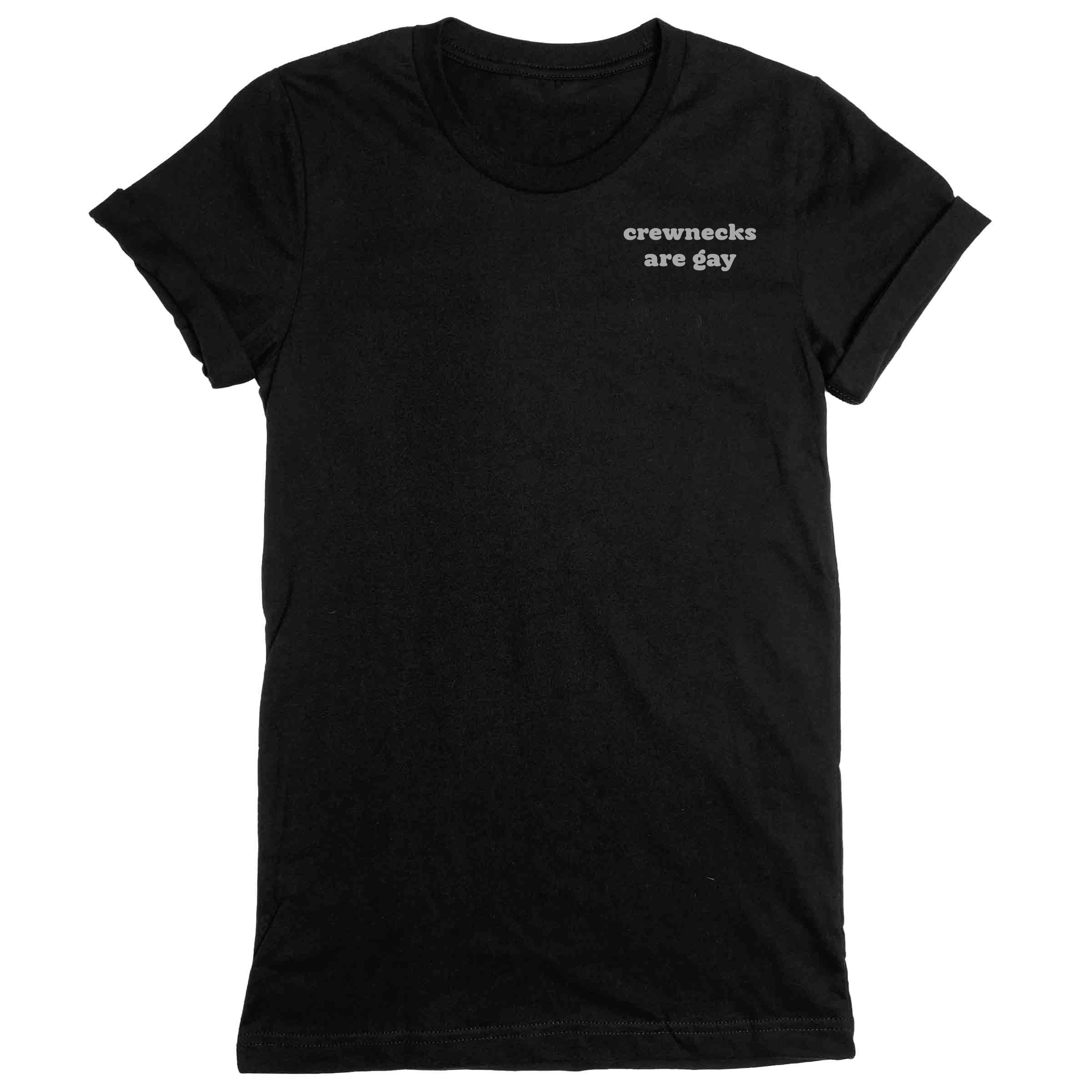 Crewnecks Are Gay graphic tee in Black — LGBTQ+ queer gender neutral clothing