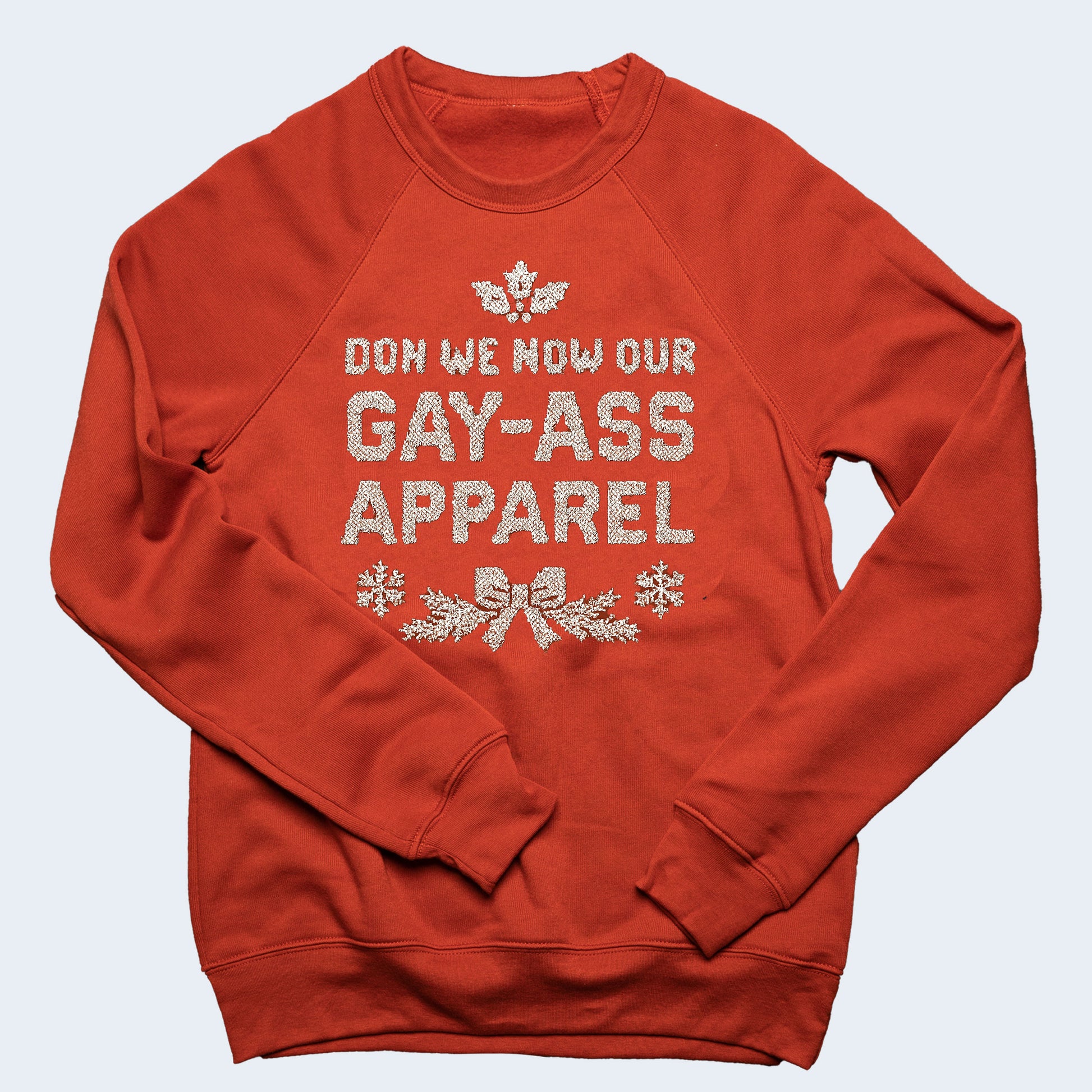 gay gear Don We Now Our Gay Apparel Sweatshirt — LGBTQ+ Holiday Queer Clothing – Androgynous Fox