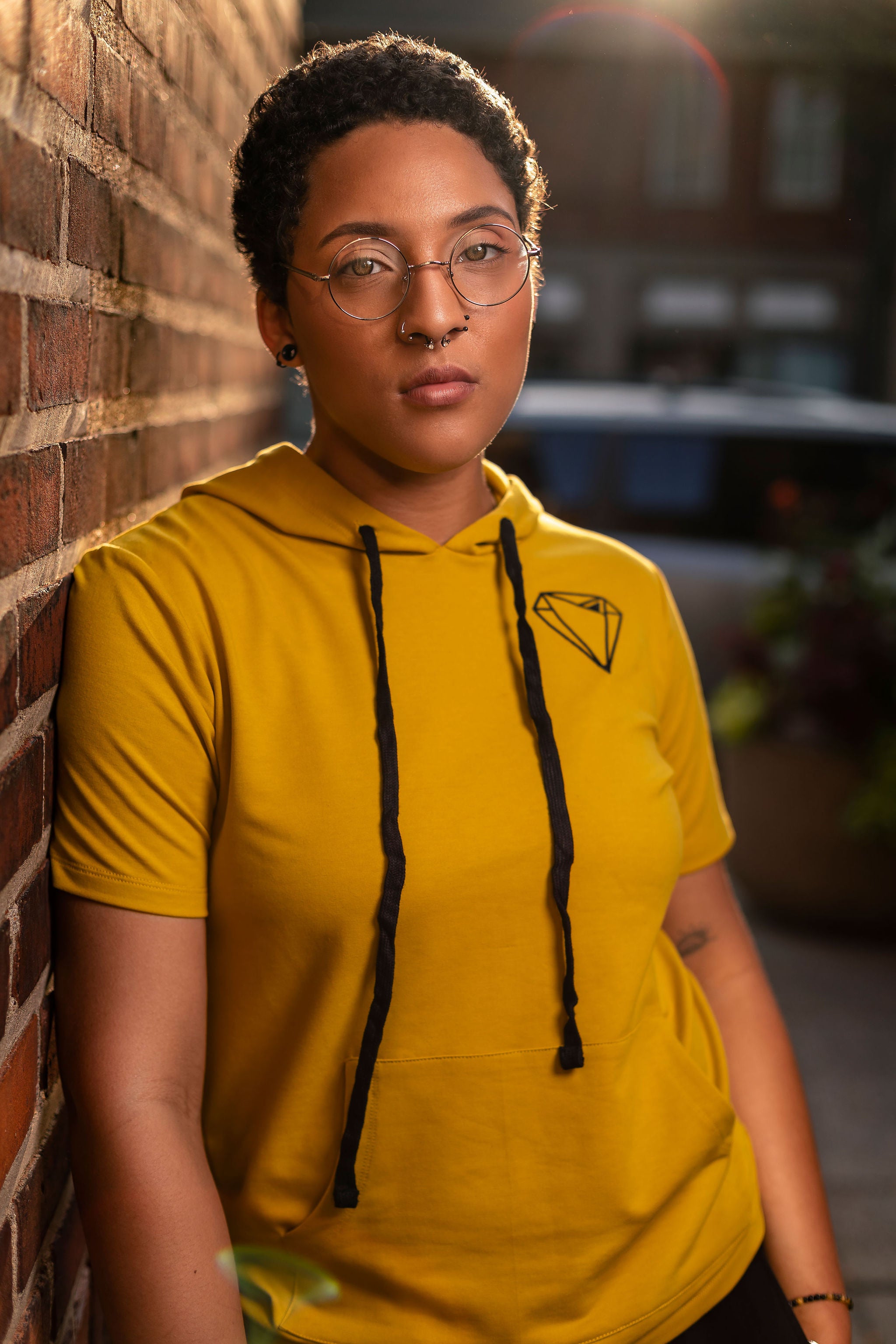 DITR French Terry Short Sleeve Hoodie — Androgynous Fox gender neutral hoodie for queer style