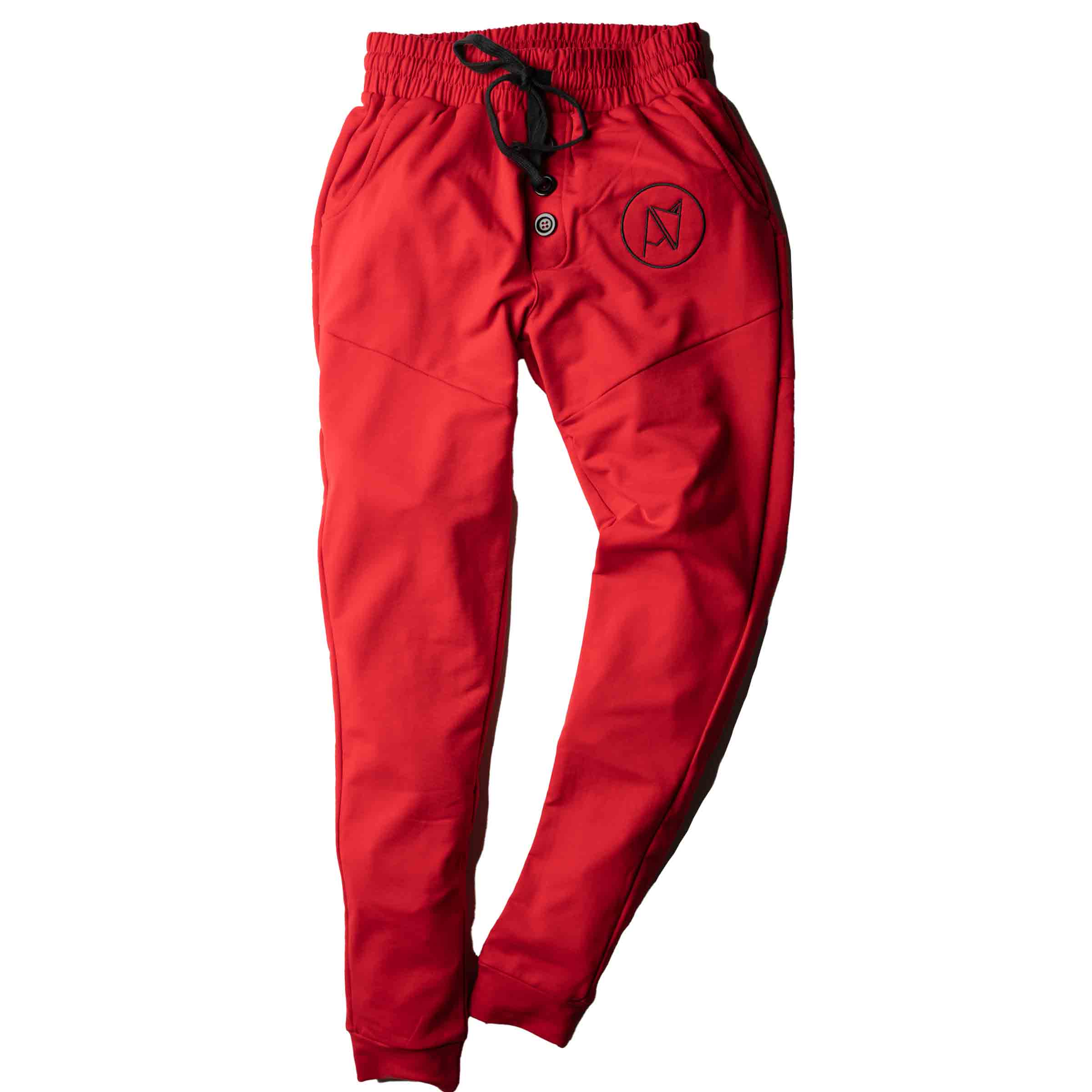 Androgynous Fox Jogger Sweats in Red Hot — androgynous pants
